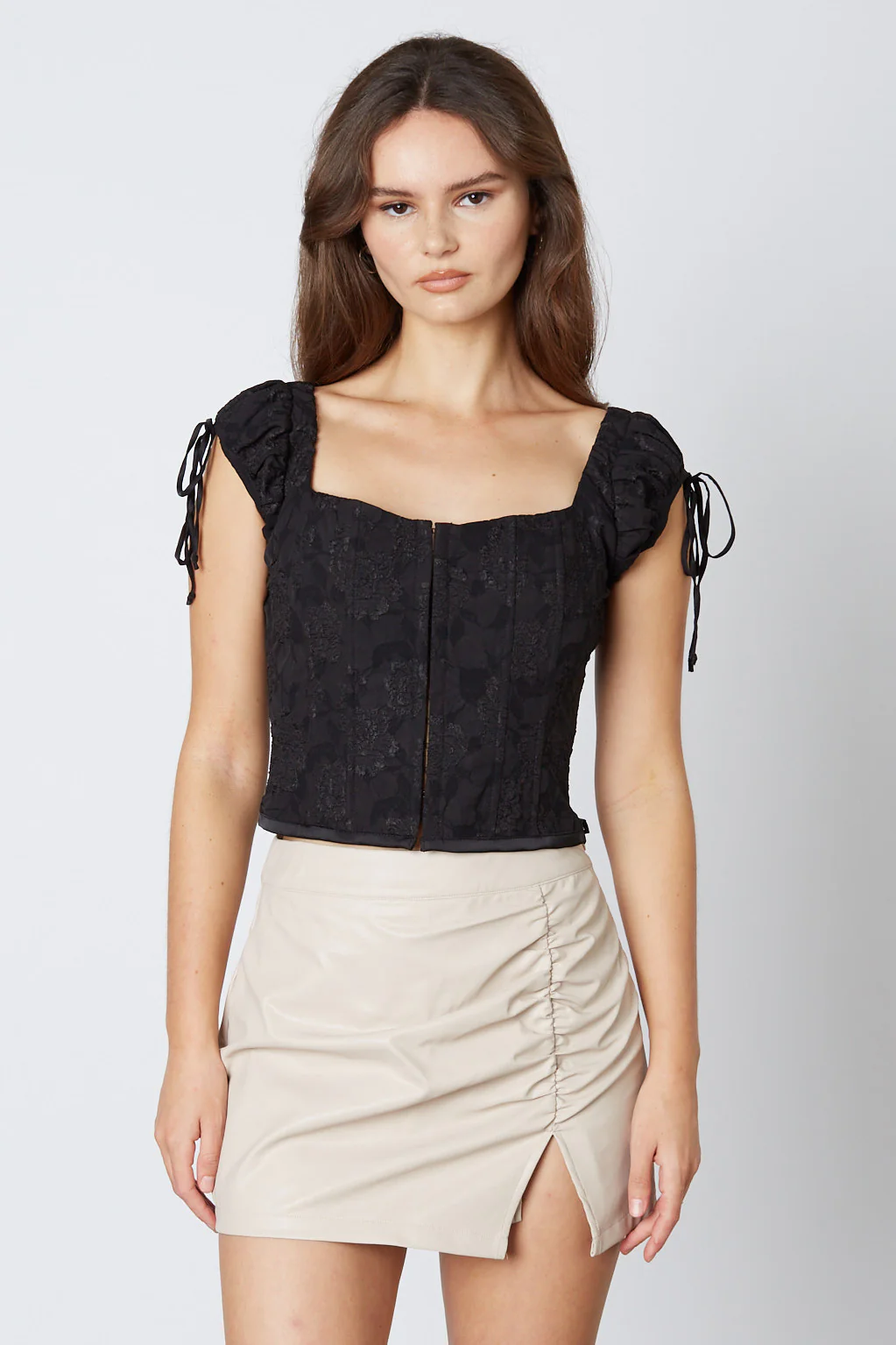 Jacquard Cap Sleeve Corset