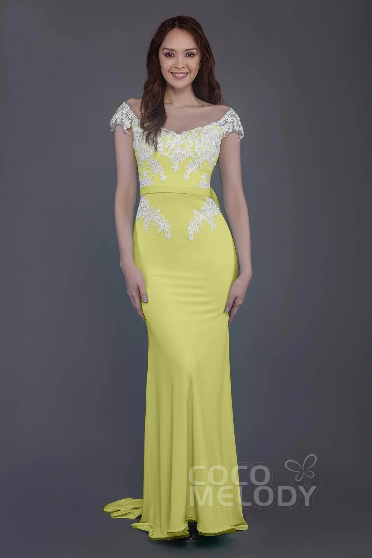 Trumpet Sweep Train Knitted Fabric Bridesmaid Dress PR3562