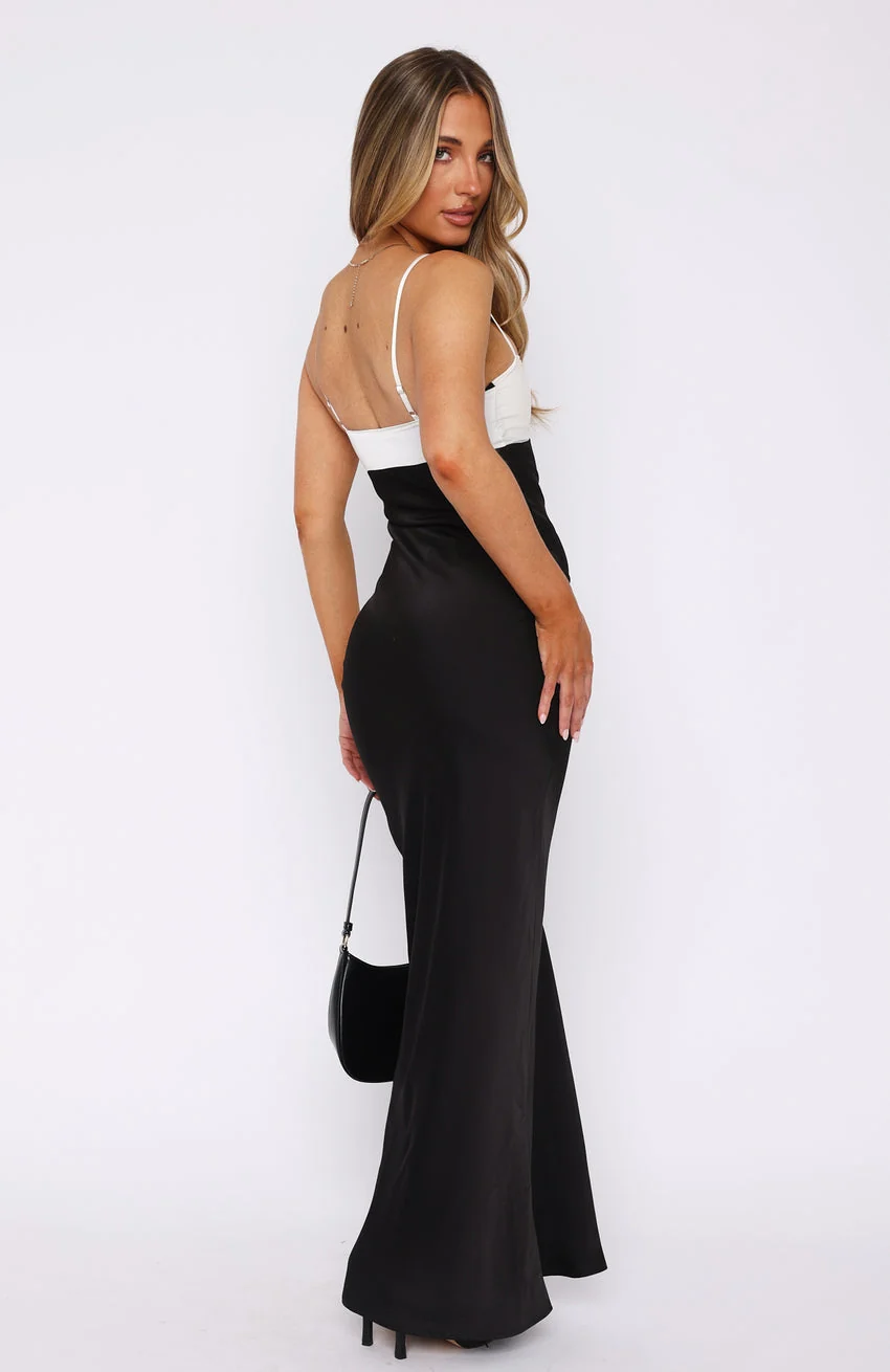 Think Of Me Maxi Dress Black/Off White - FASHION NOB