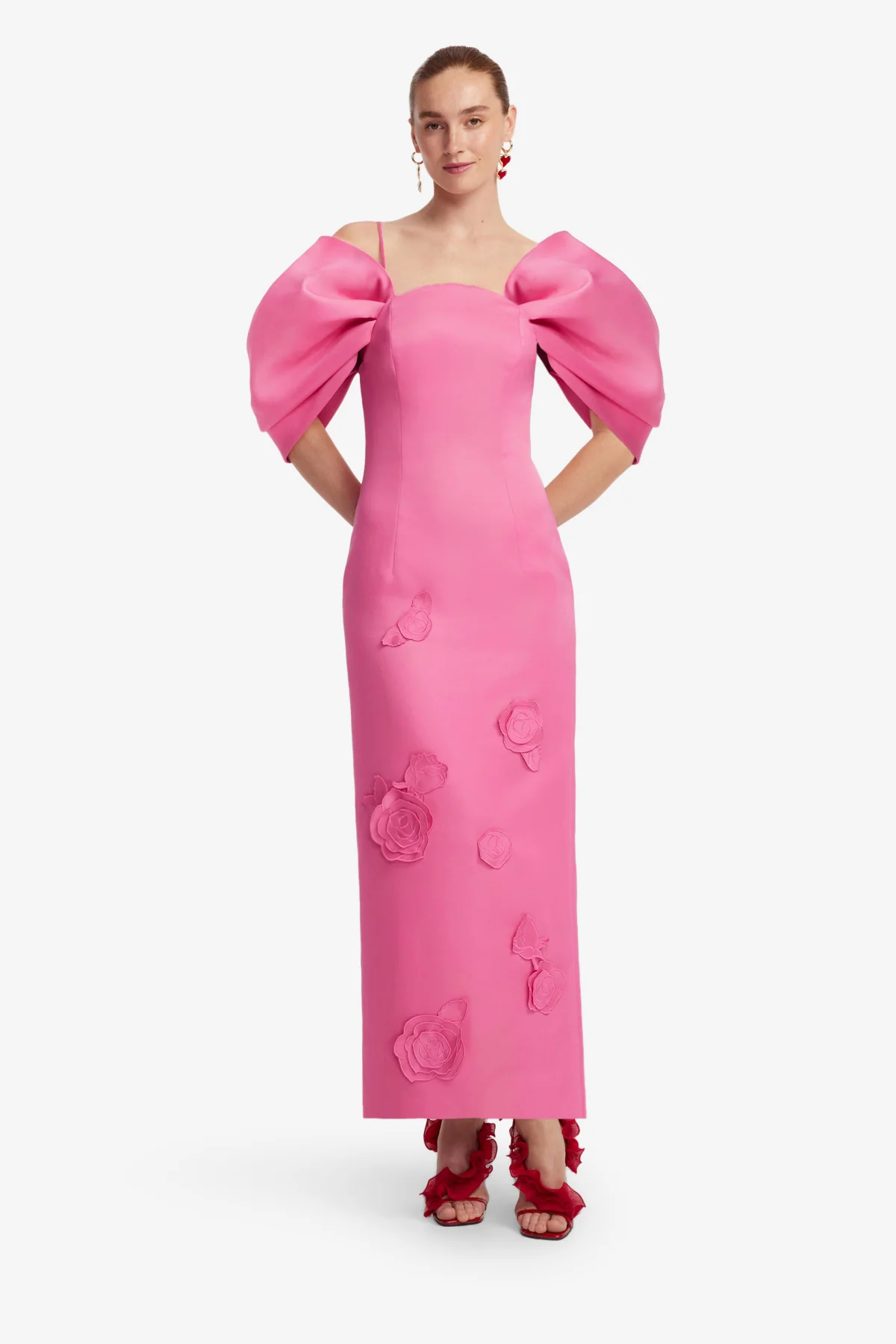 Arabella Appliqué Maxi Dress - Pink