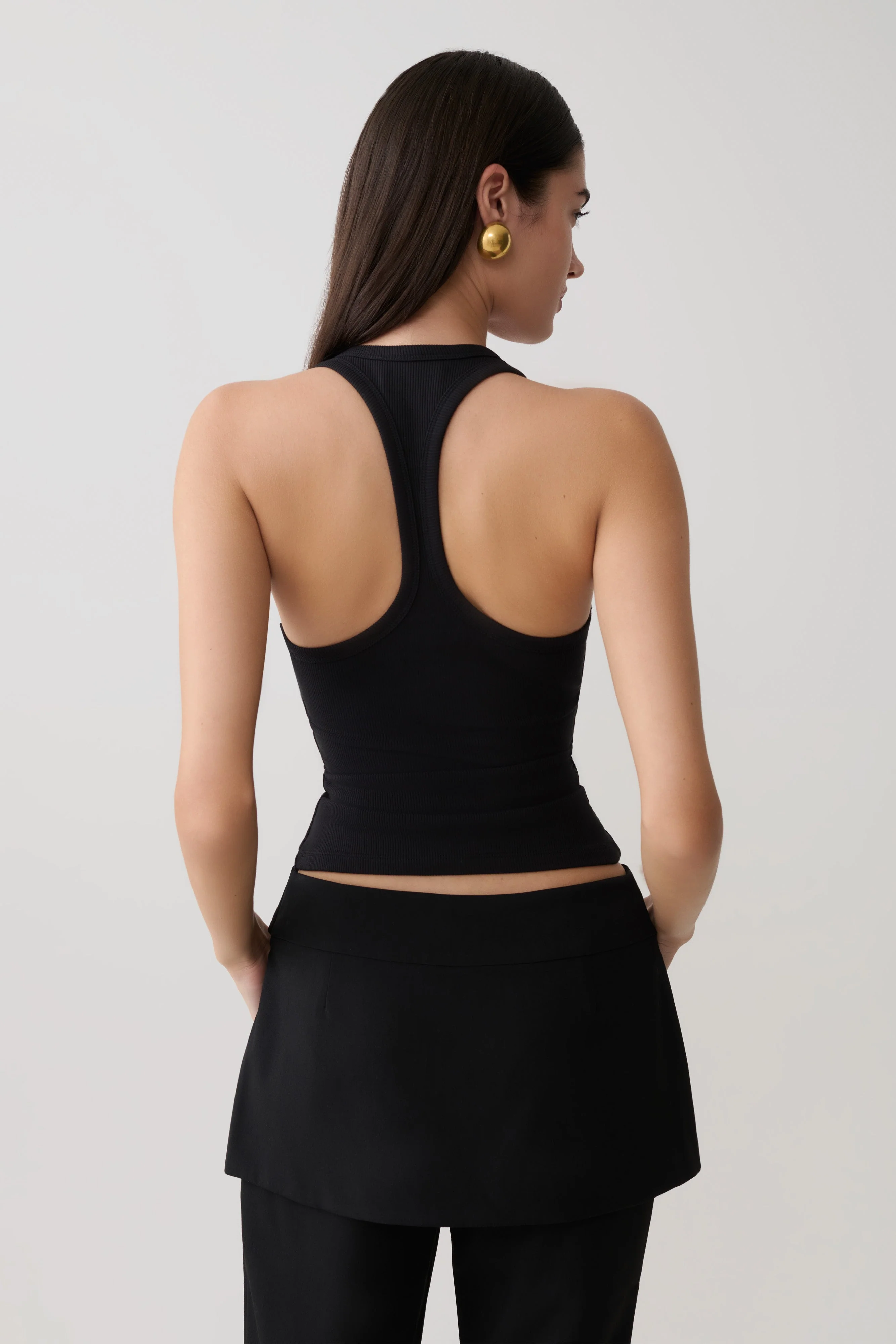 Actress Ribbed Tank - Black