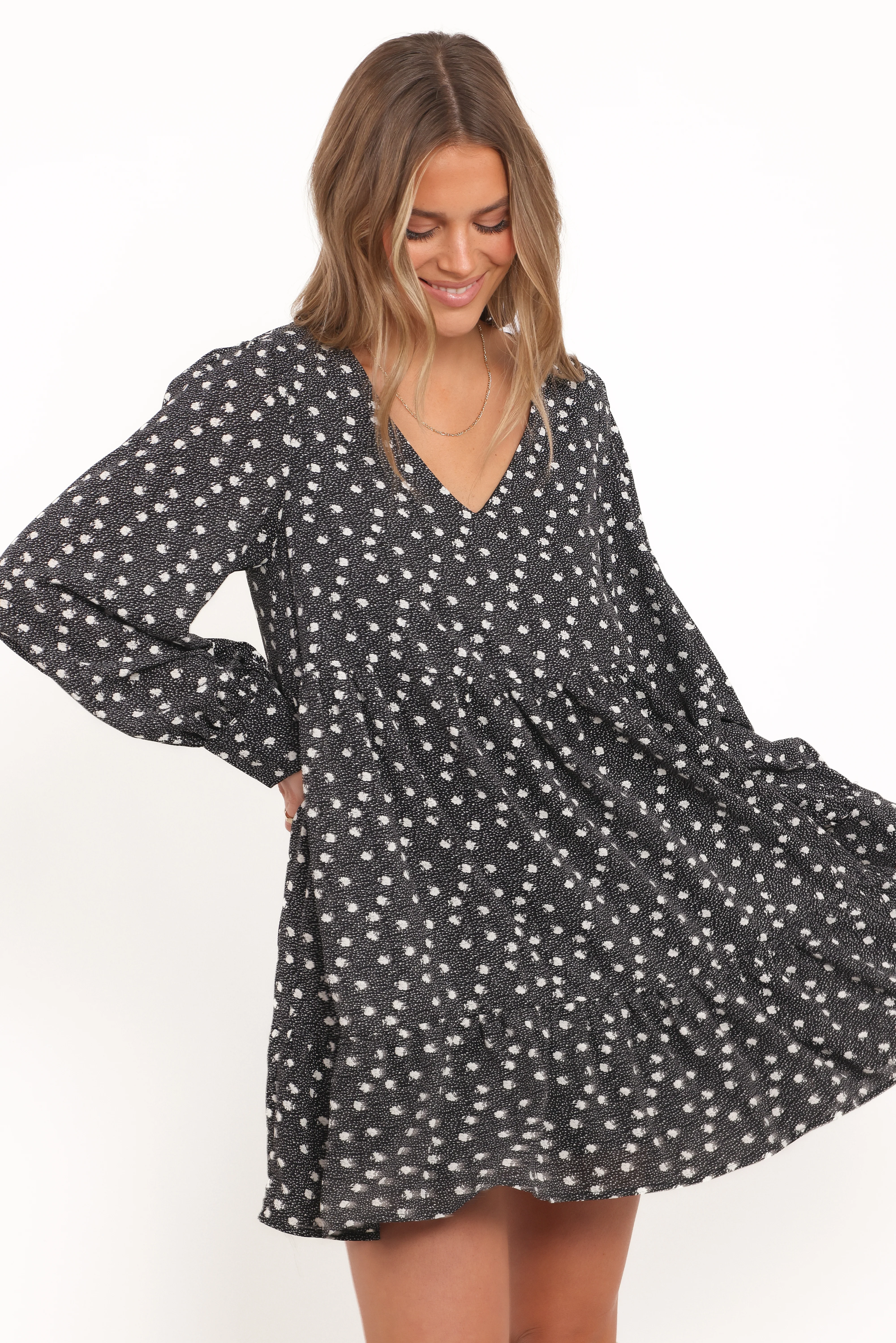 Frankie Long Sleeve Mini Dress - Black Floral