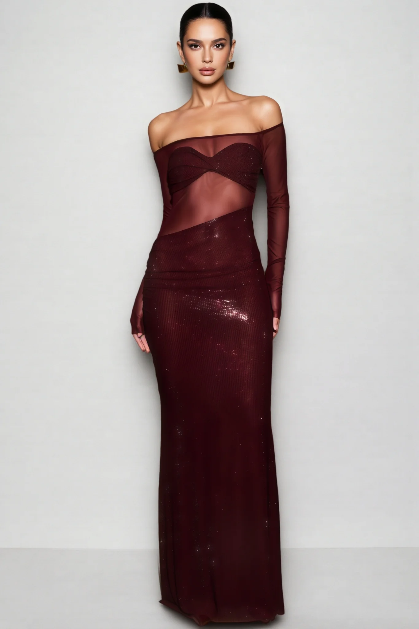 Kairo Diamante Off Shoulder Maxi Dress