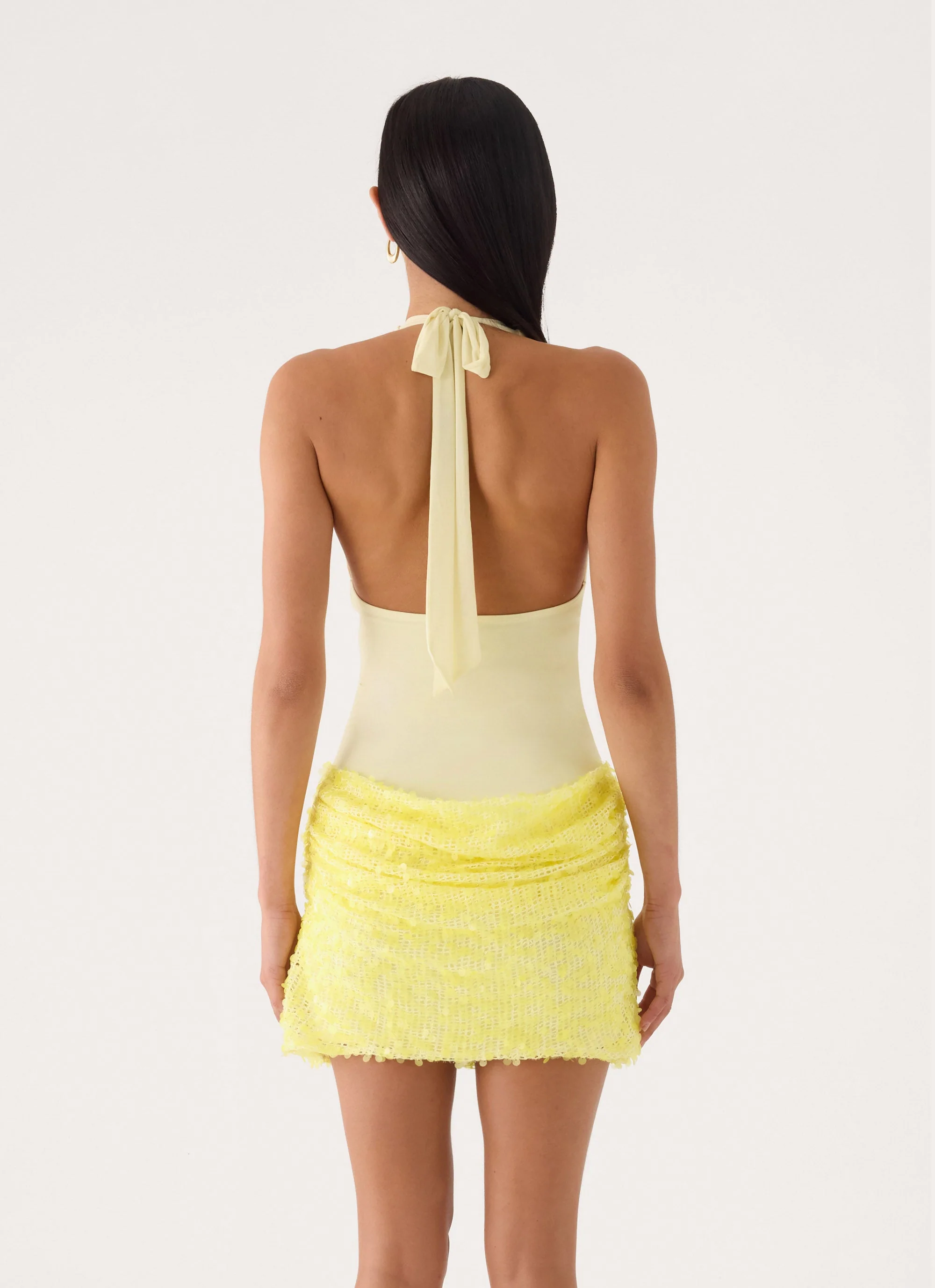 Indira Halter Mini Dress - Yellow - luluinthesky