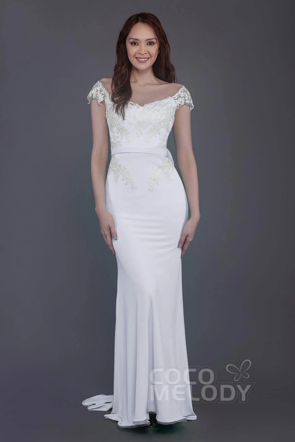 Trumpet Sweep Train Knitted Fabric Bridesmaid Dress PR3562