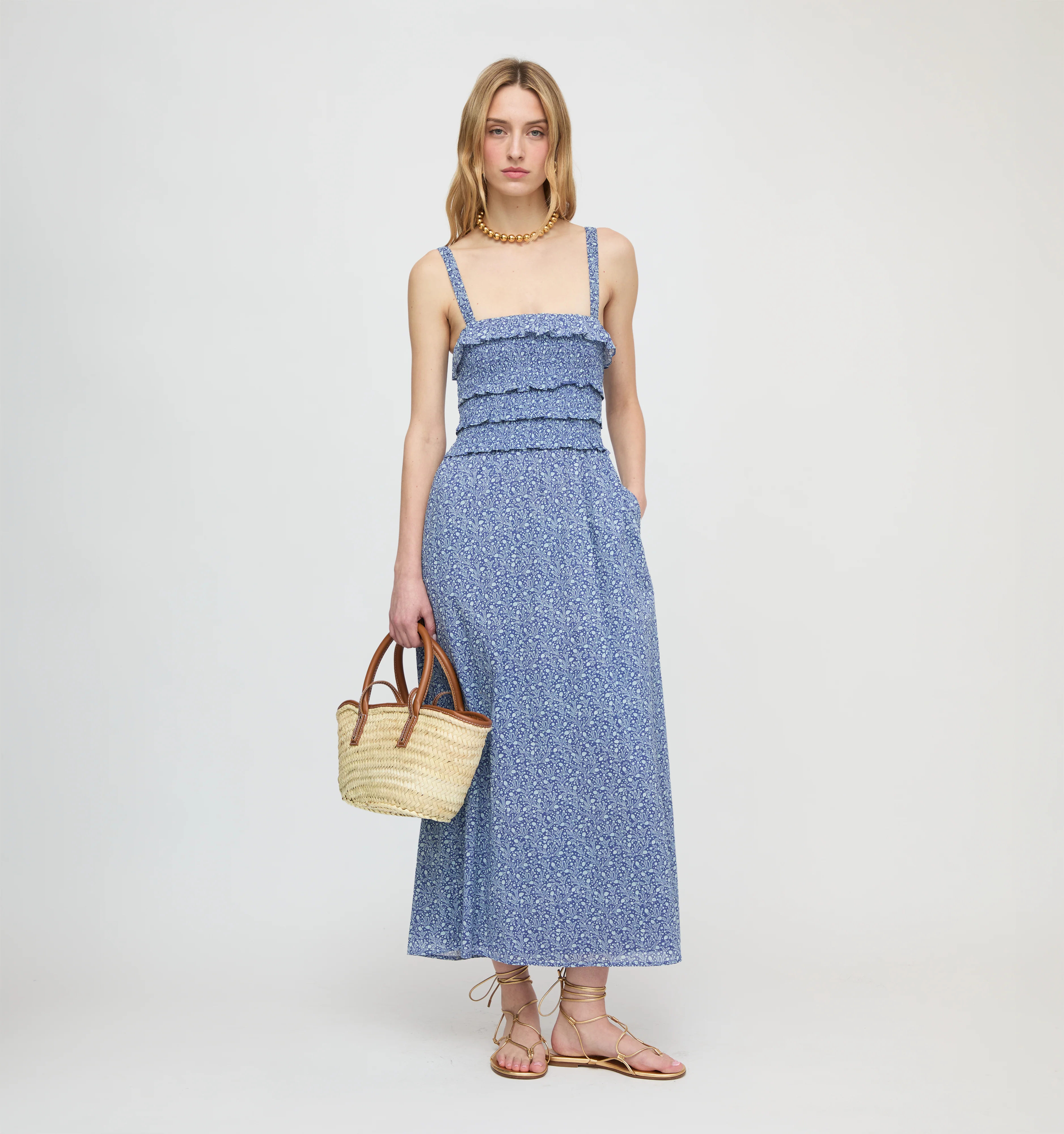 The Analiese Nap Dress - Cornflower Ditsy Thistle
