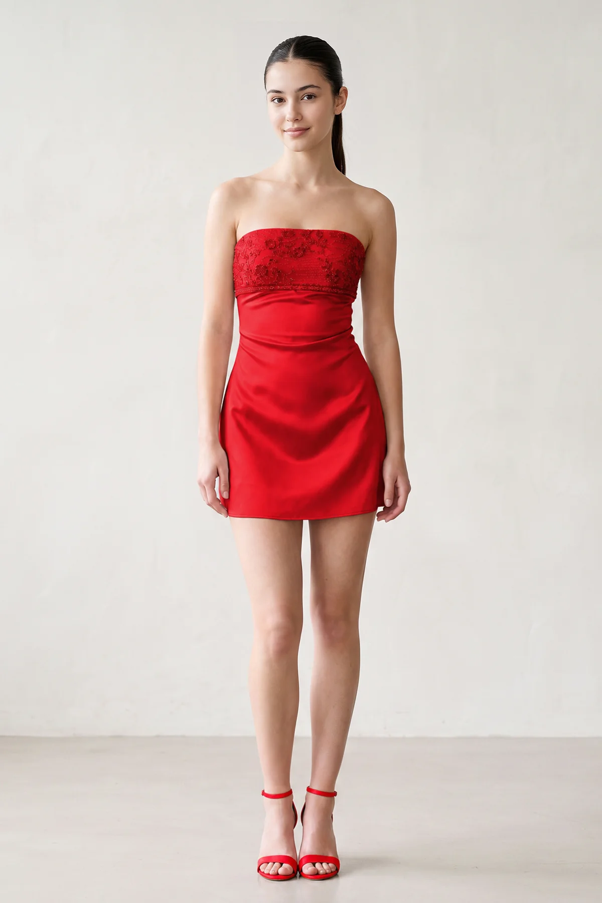 Aqua Strapless Appliqued Satin Sheath Homecoming Dress