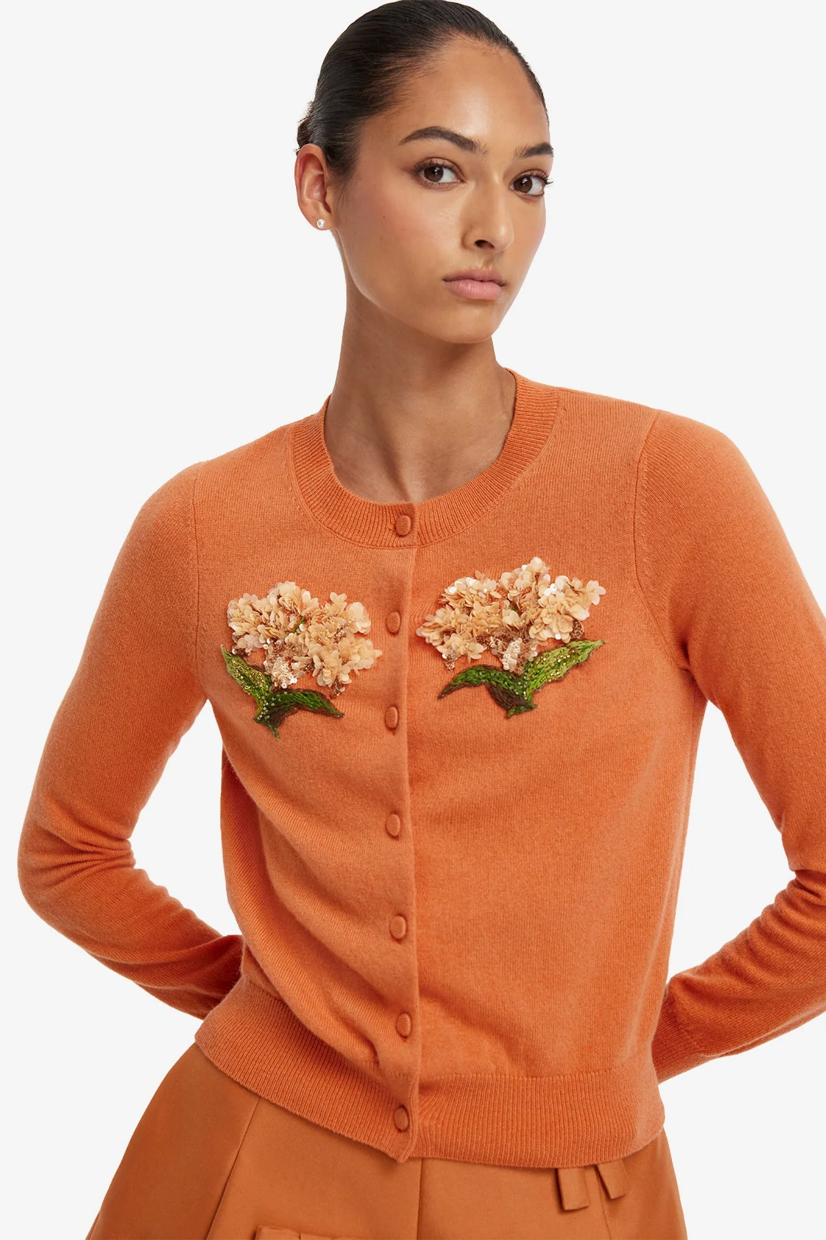 Claire Embellished Cashmere Blend Cardigan - Ochre