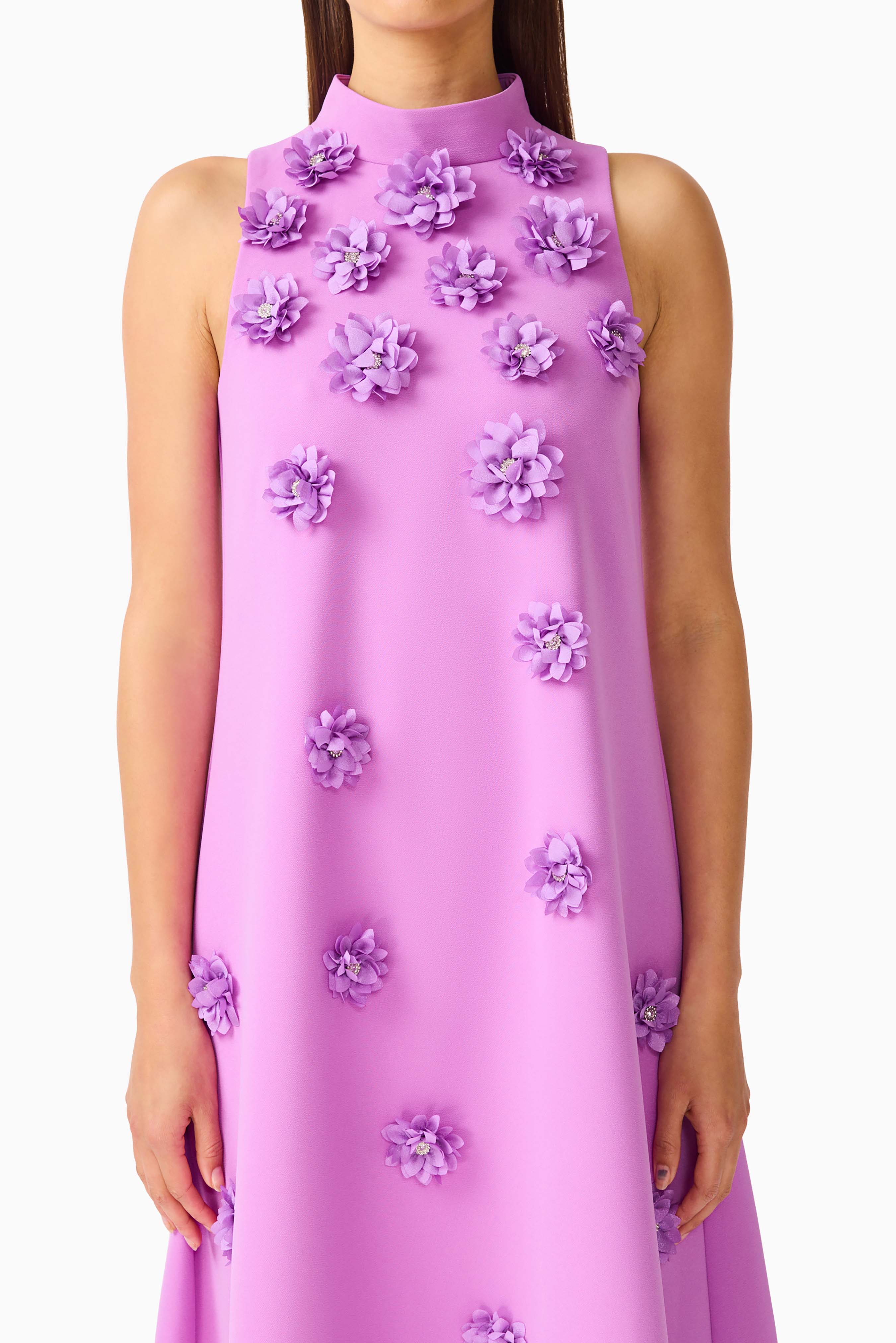 Solenne Halter Maxi Dress in Purple