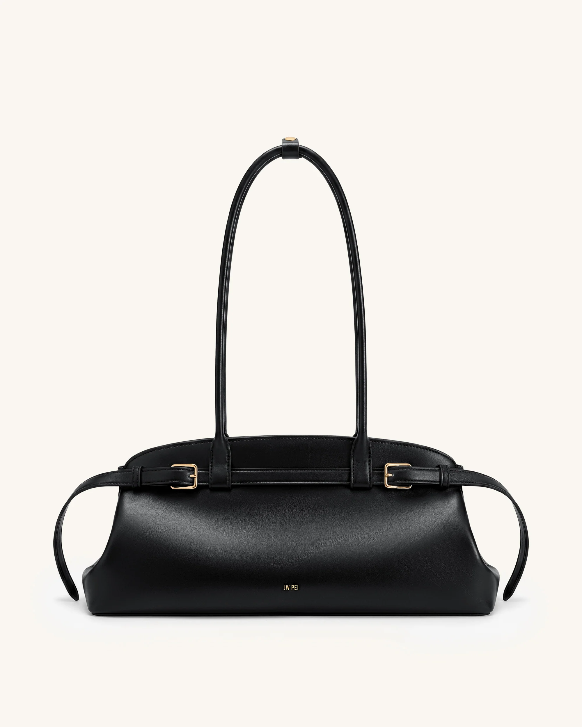 Arden Belt Detail East-West Shoulder Bag - Black