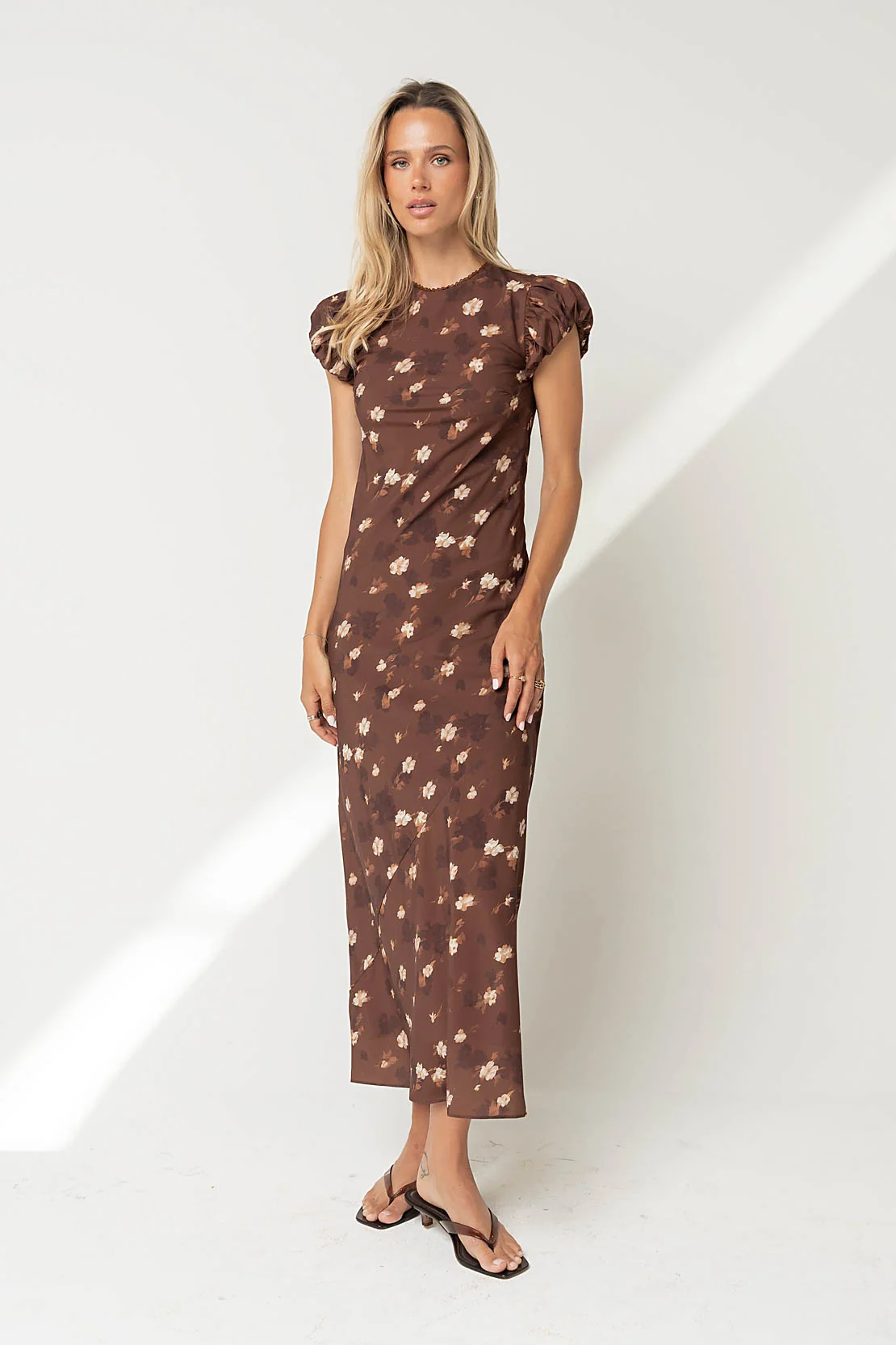 Ellianna Floral Maxi Dress in Brown