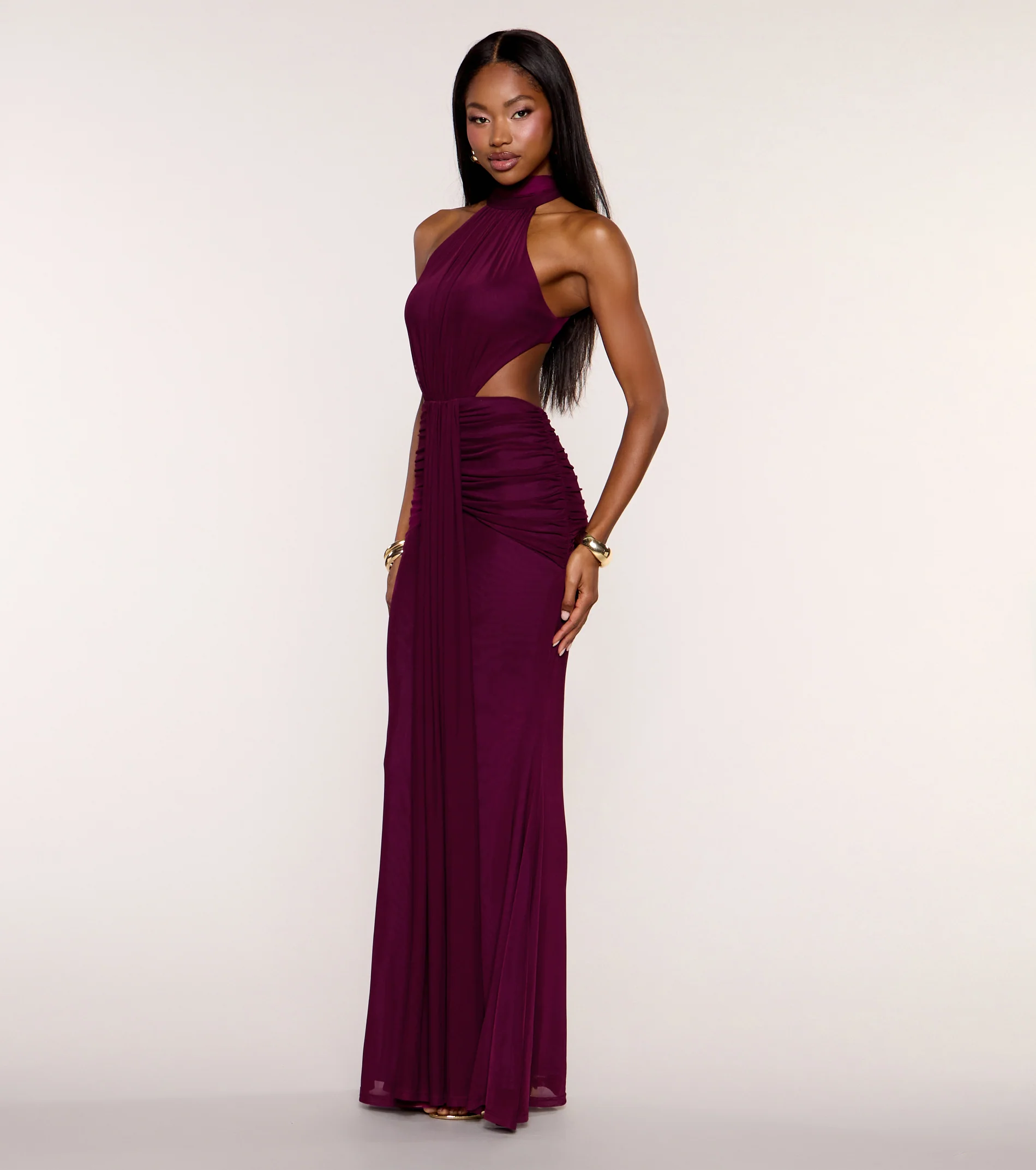 Emerie Mesh Mock Neck Mermaid Dress