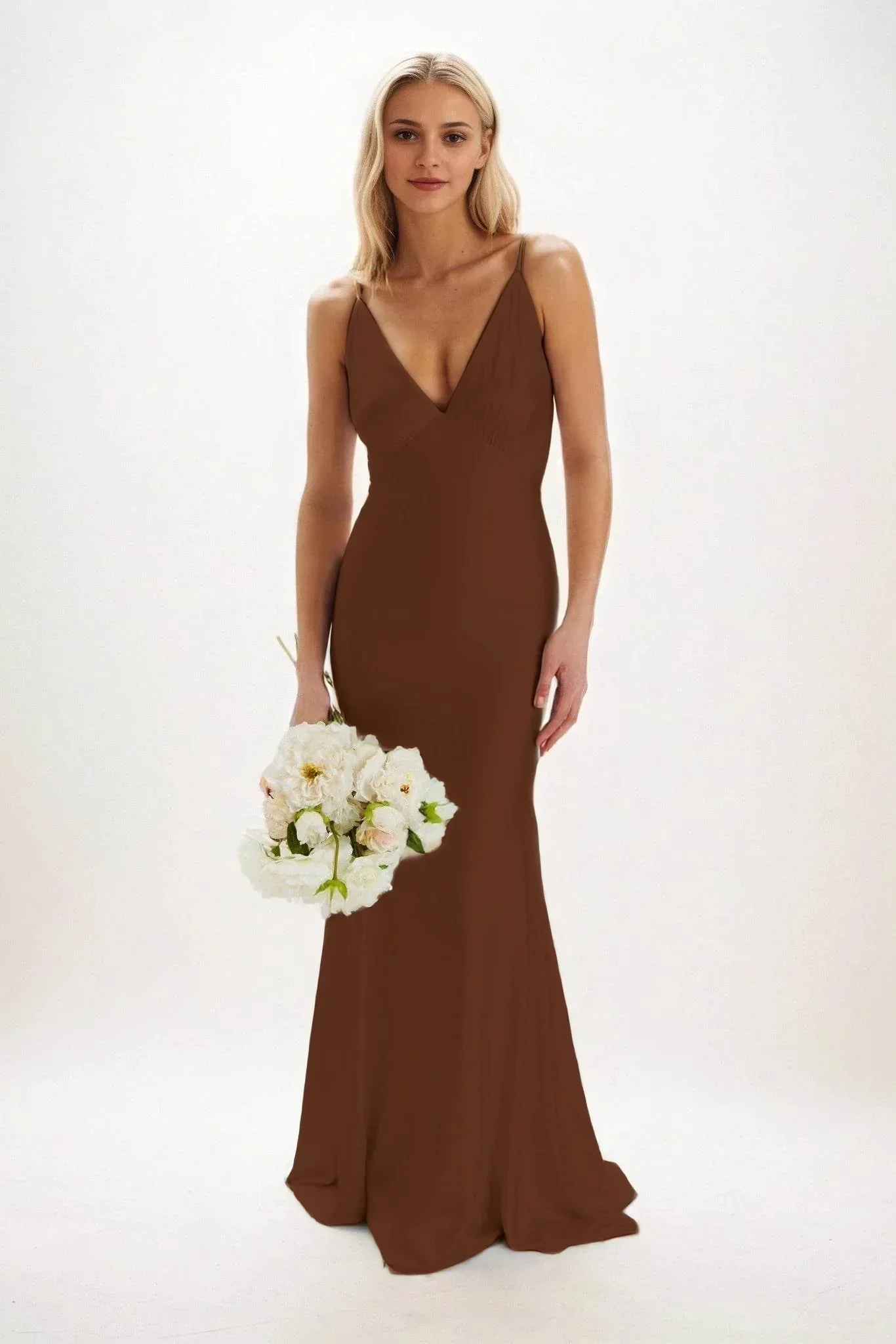 Sheath-Column Maxi Luxe Satin Bridesmaid Dress CB0839