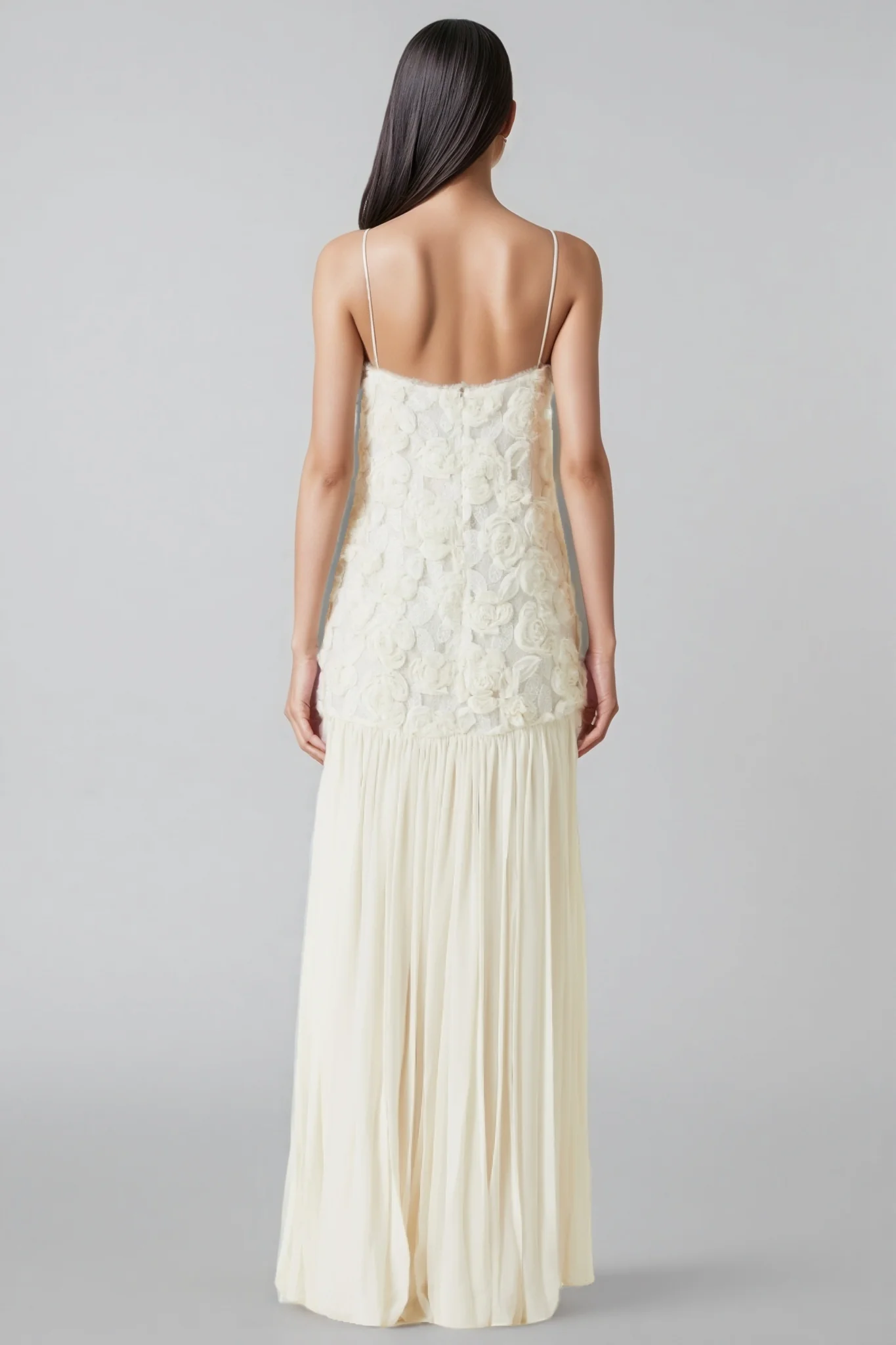 Pietro Three-Dimensional Rose Chiffon Maxi Dress