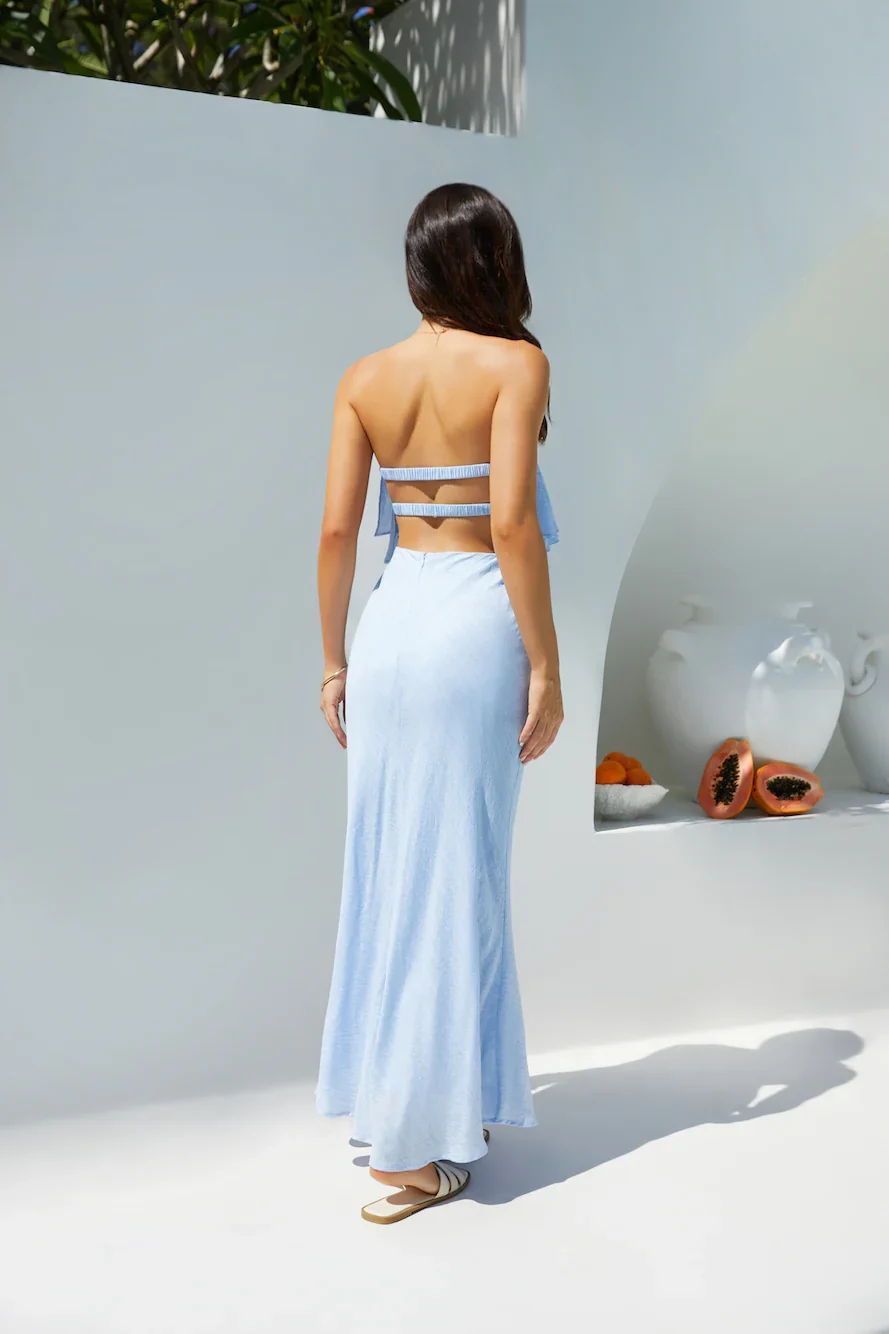 Luna Cascade Strapless Maxi Dress