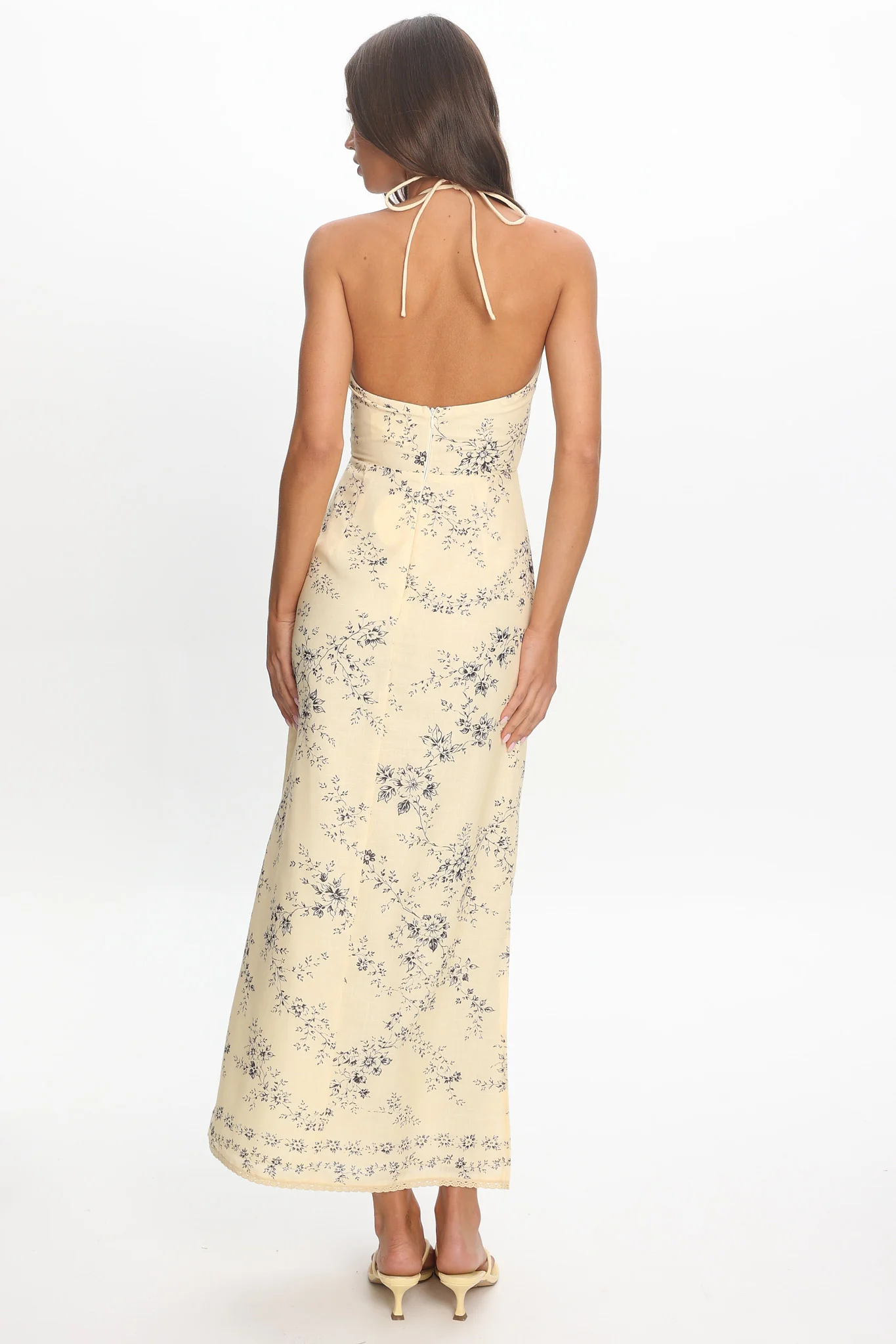 Demona Halter Maxi Dress Butter - luluinthesky