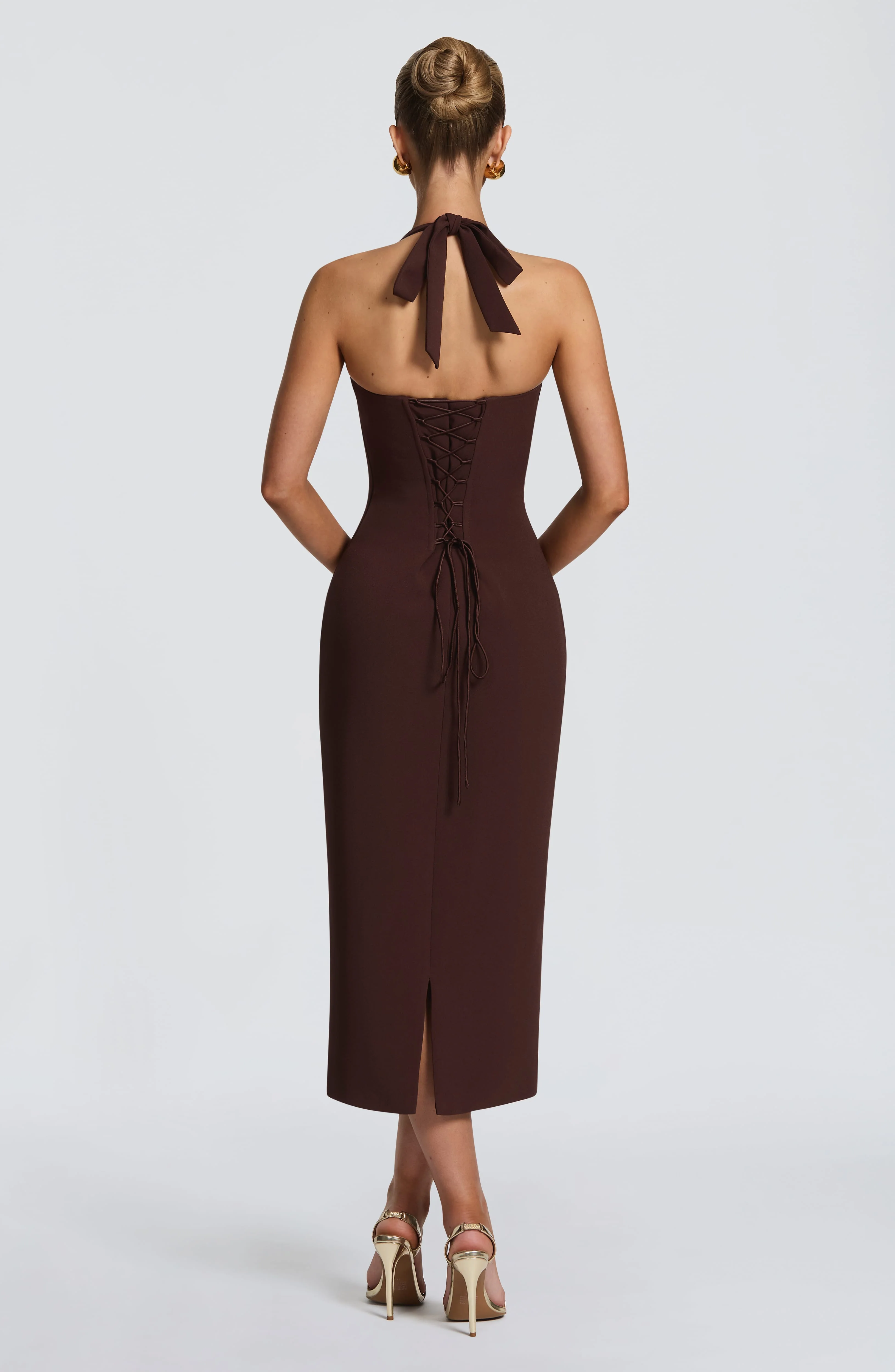 Cassia Midi Dress - Plum Brown