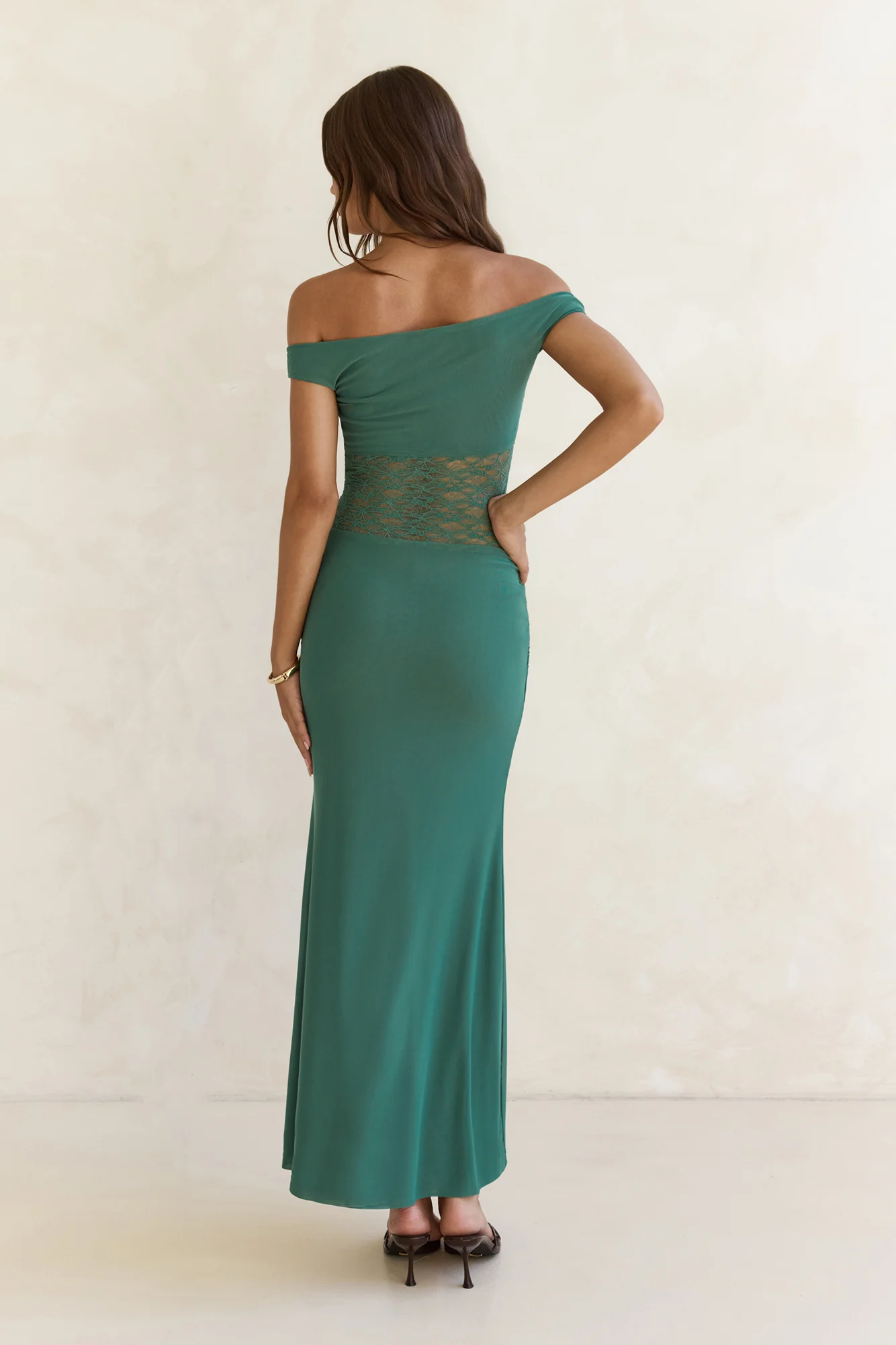 Always Dreaming Lace Off Shoulder Maxi Dress Teal