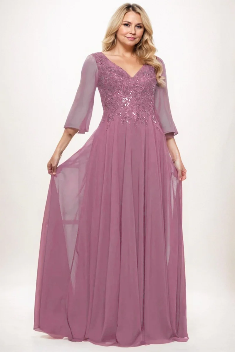 A-Line Maxi Chiffon Mother Dress CM0254