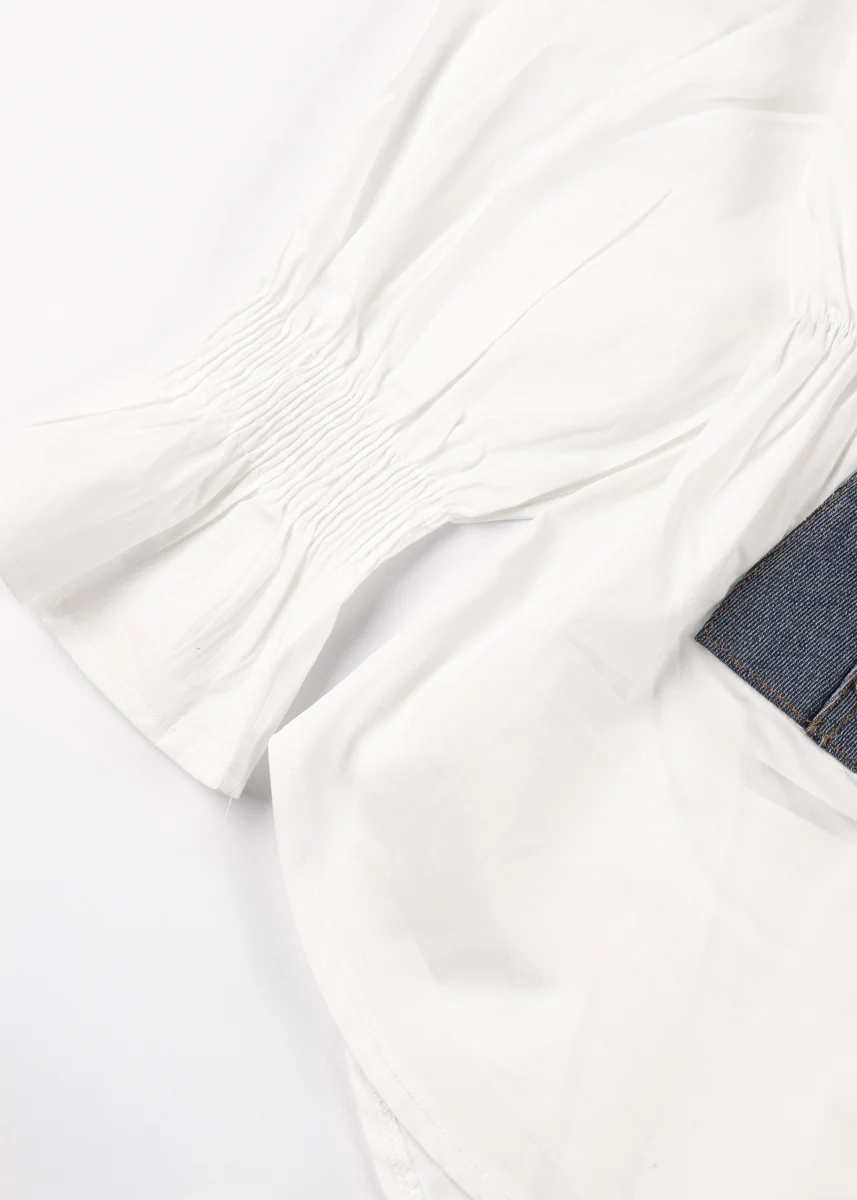 Poplin Faux Denim Corset Shirt