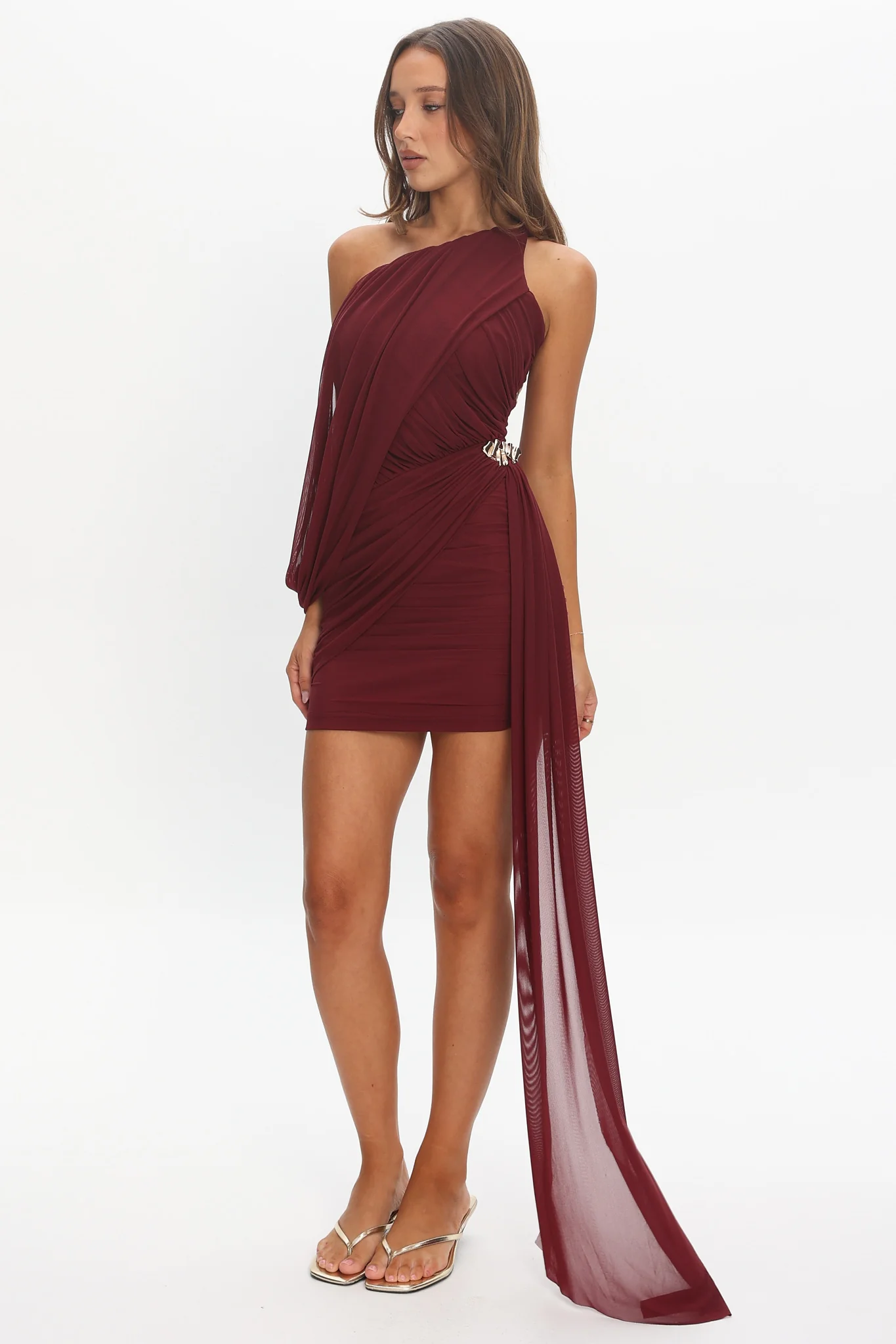 Venus Rising Sash Mini Dress Wine