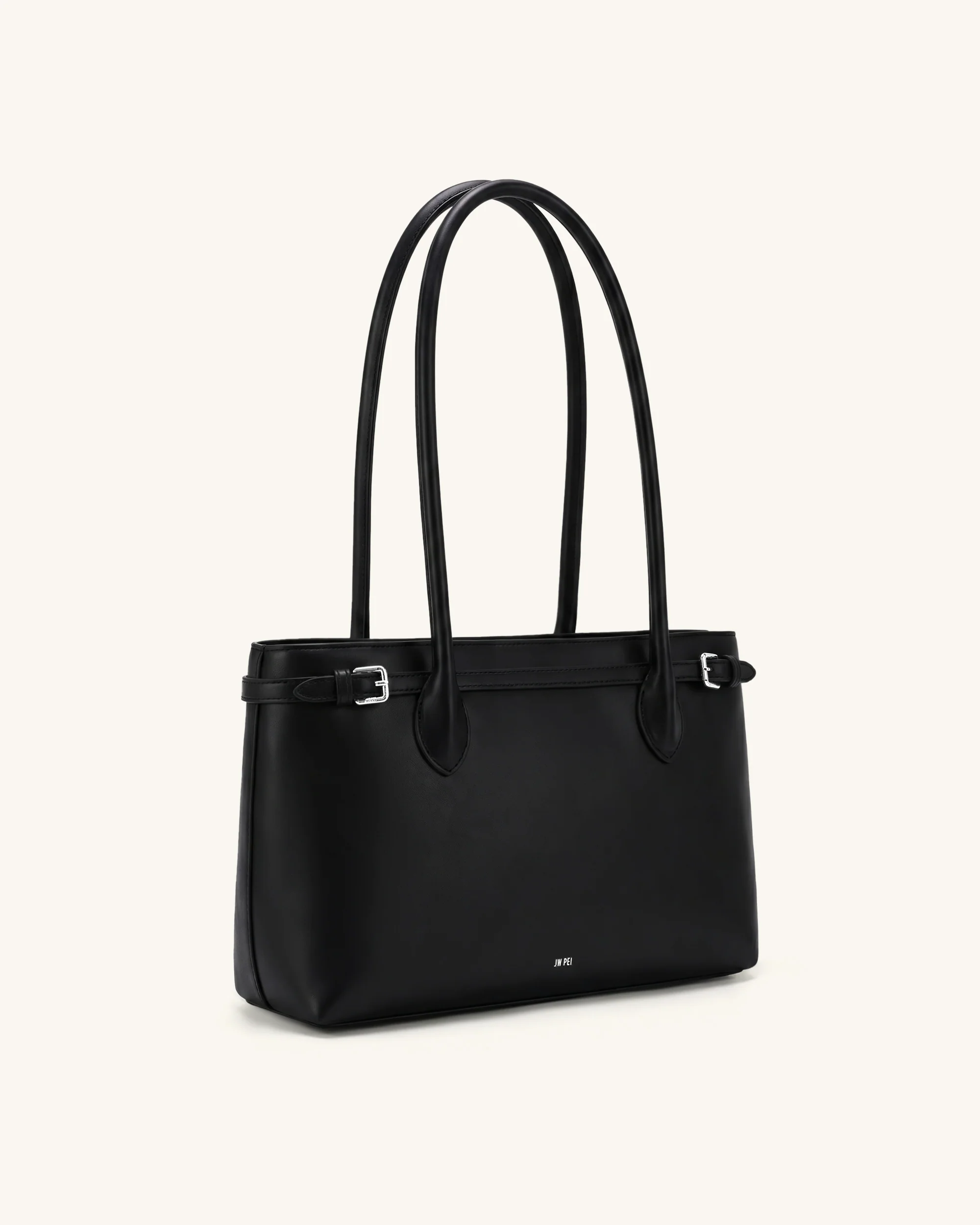 Camille Buckle Strap Tote Bag - Black