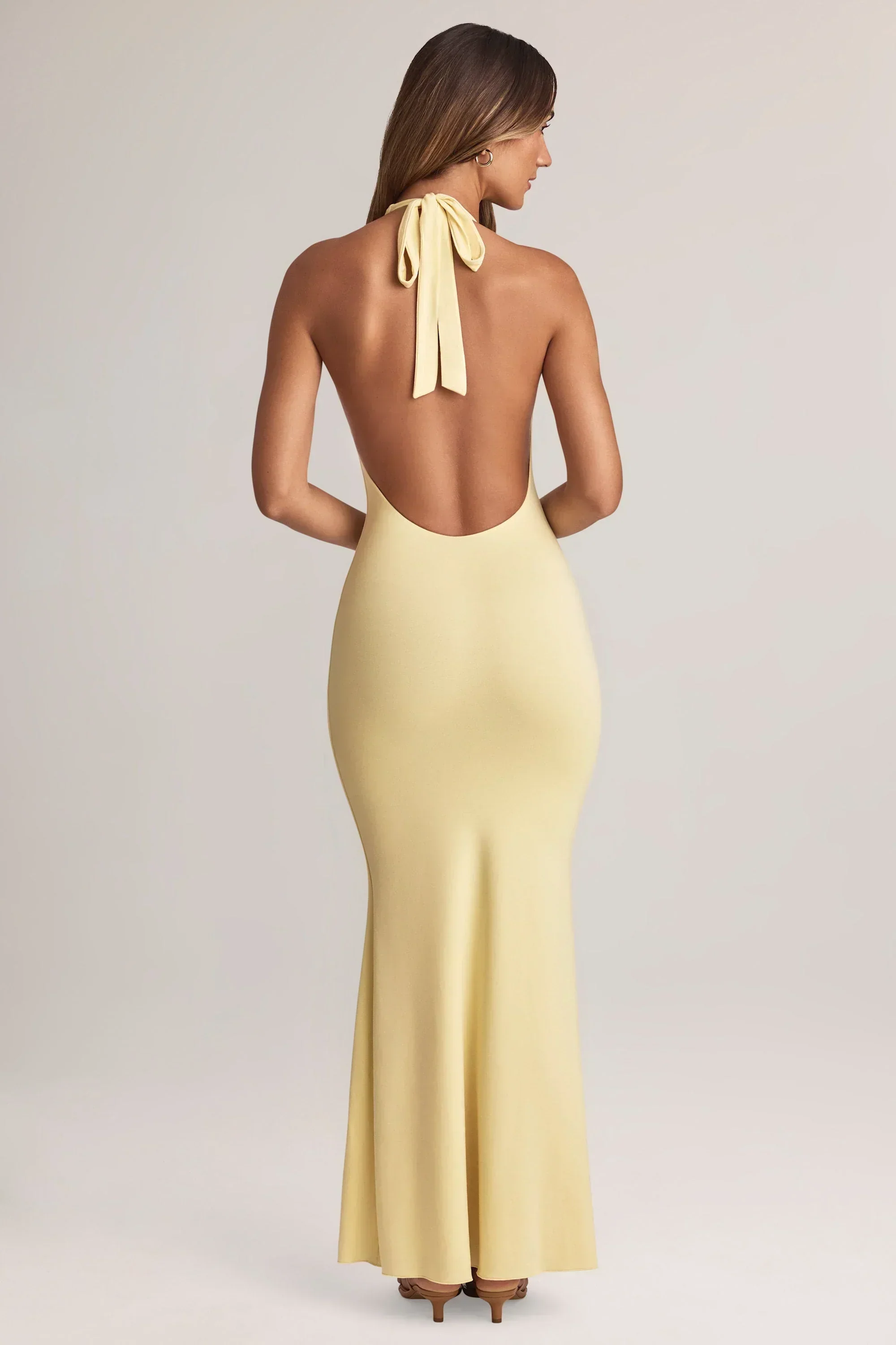 Modal Halterneck Maxi Dress in Lemon Sherbet - luluinthesky