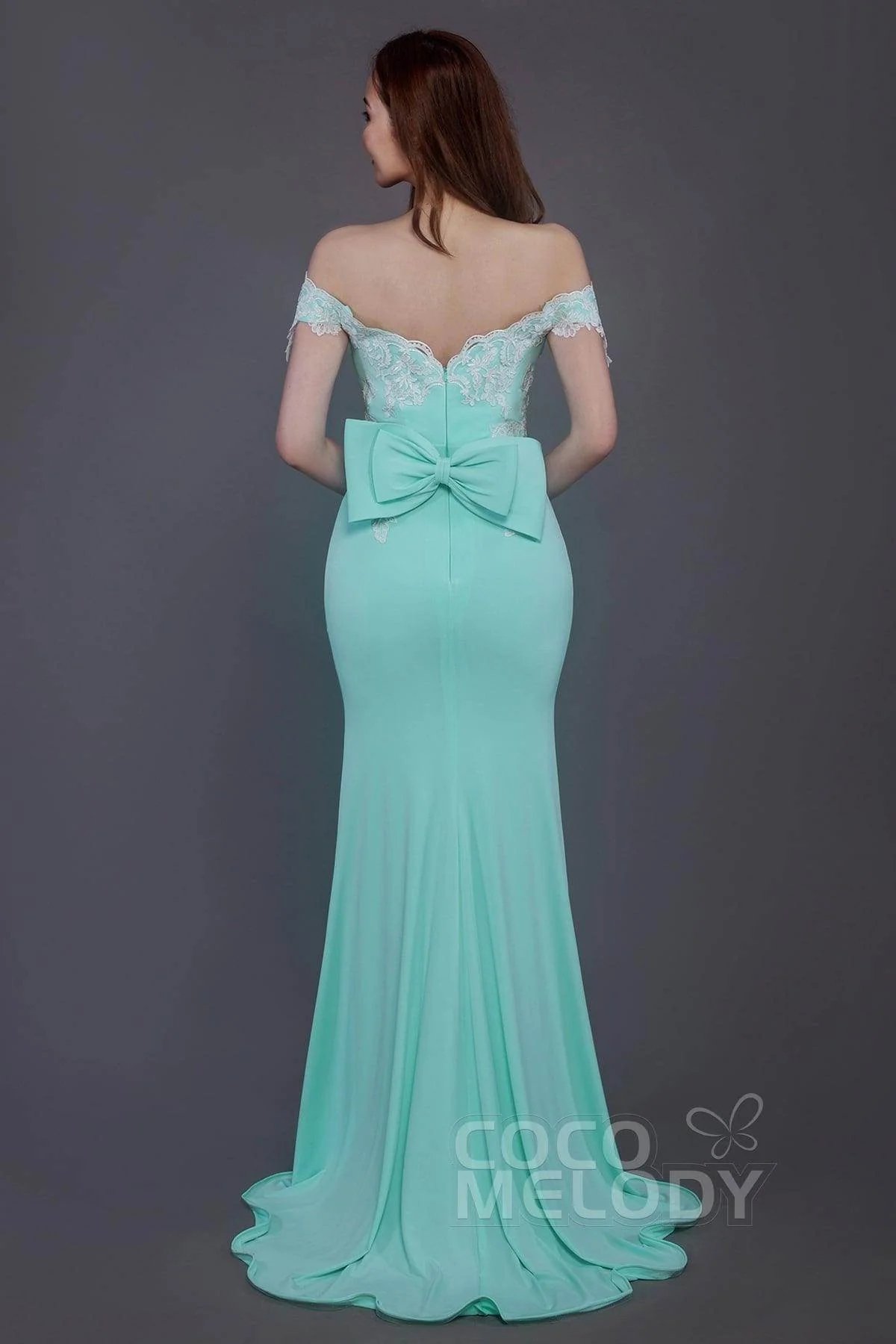 Mermaid Sweep Train Knitted Fabric Bridesmaid Dress PR3497