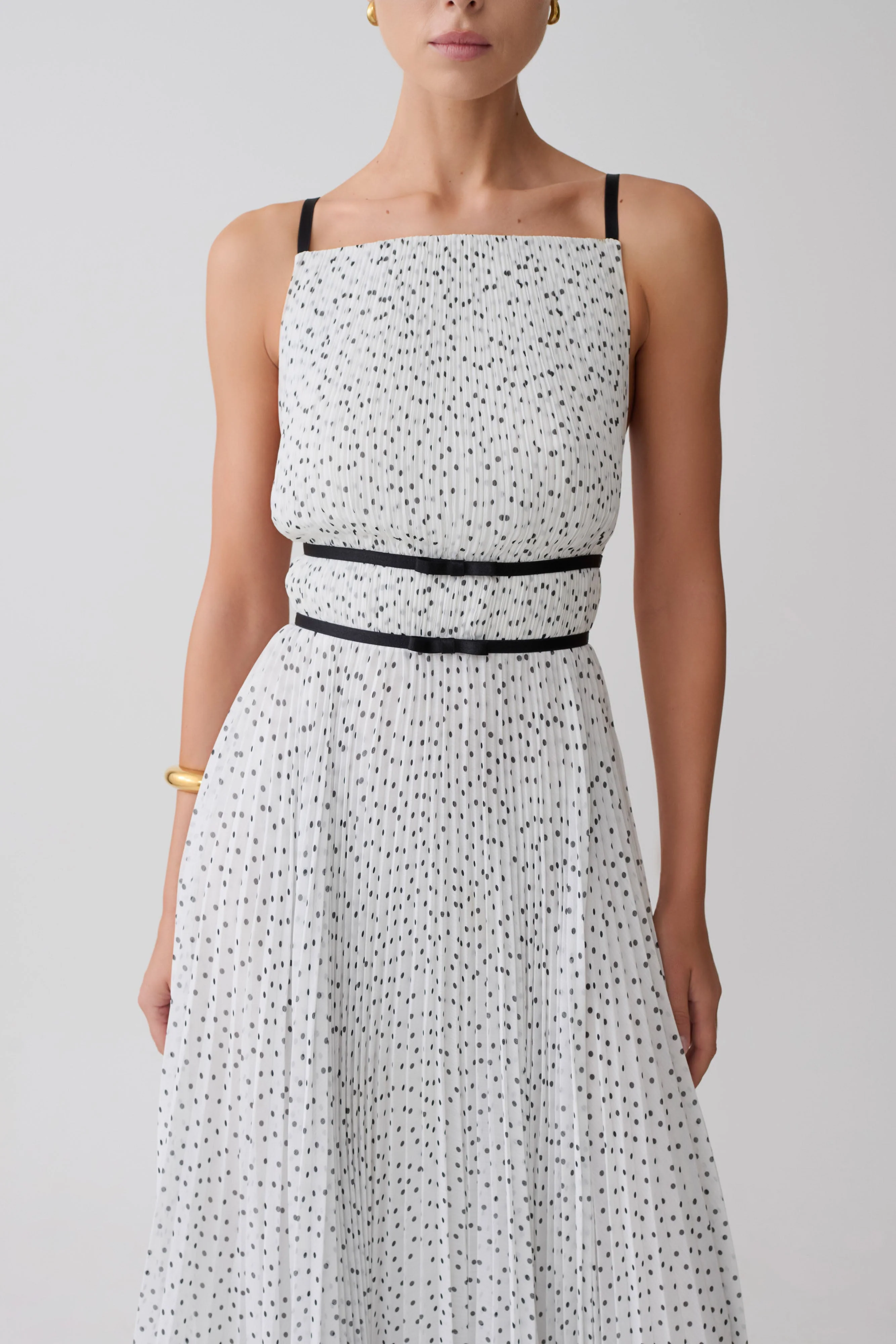 Clarisse Pleated Maxi Dress - Polka Dot