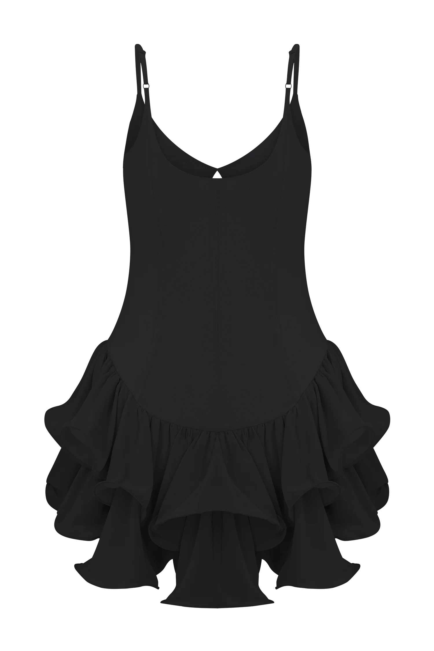 Calantha Ruffle Mesh Mini Dress - Black