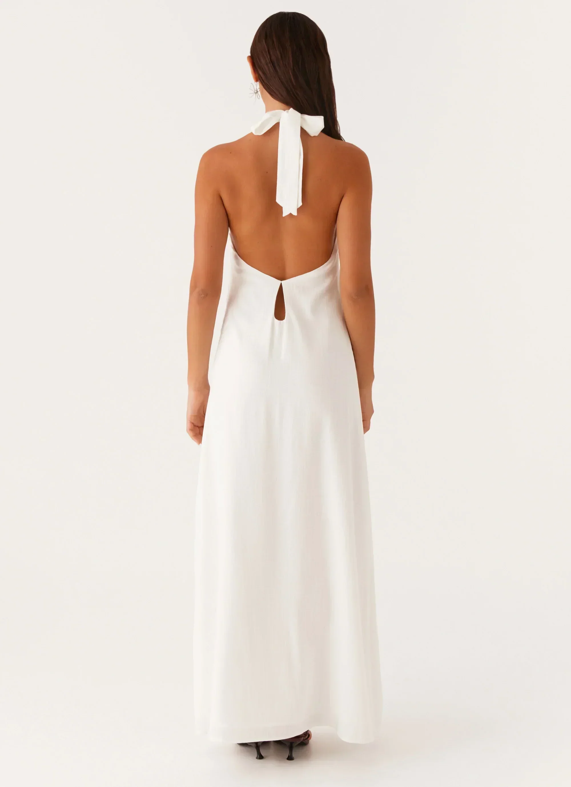 Golden Child Linen Maxi Dress - White - luluinthesky