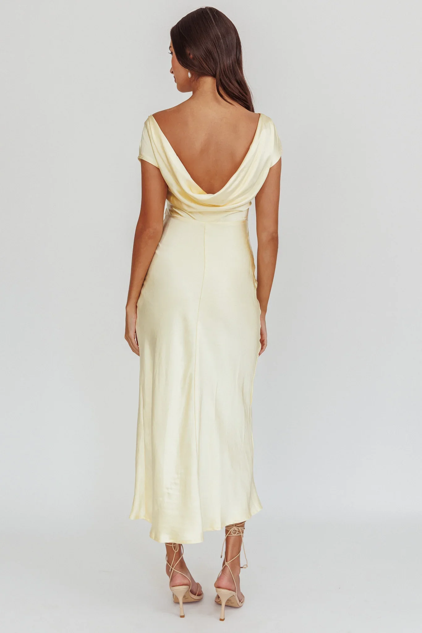 Loveland Cap Sleeve Cowl Back Midi Dress Butter