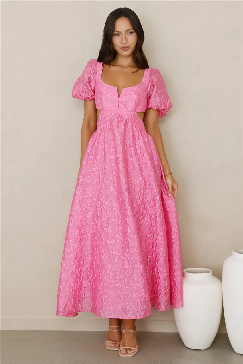 Softly Enchanted Midi Dress Fuchsia - luluinthesky