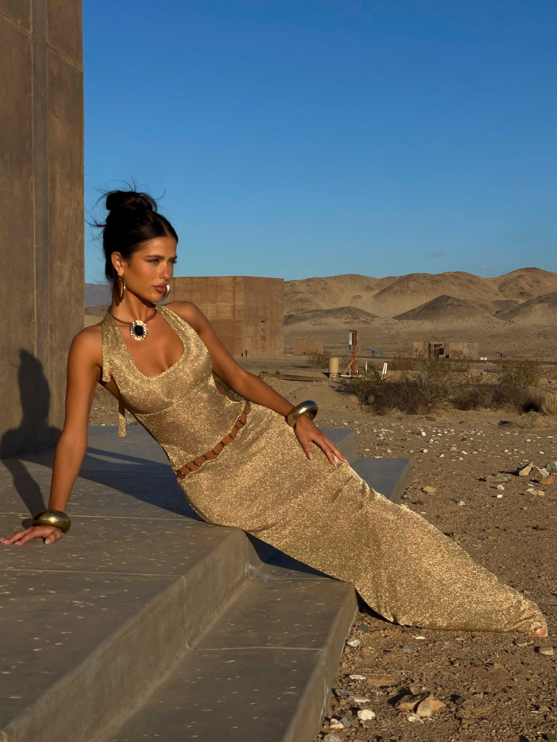 Carmen Maxi Dress Gold