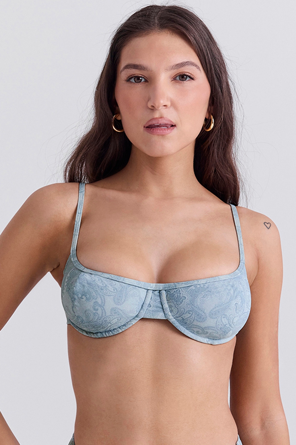 blue paisley underwired bikini top