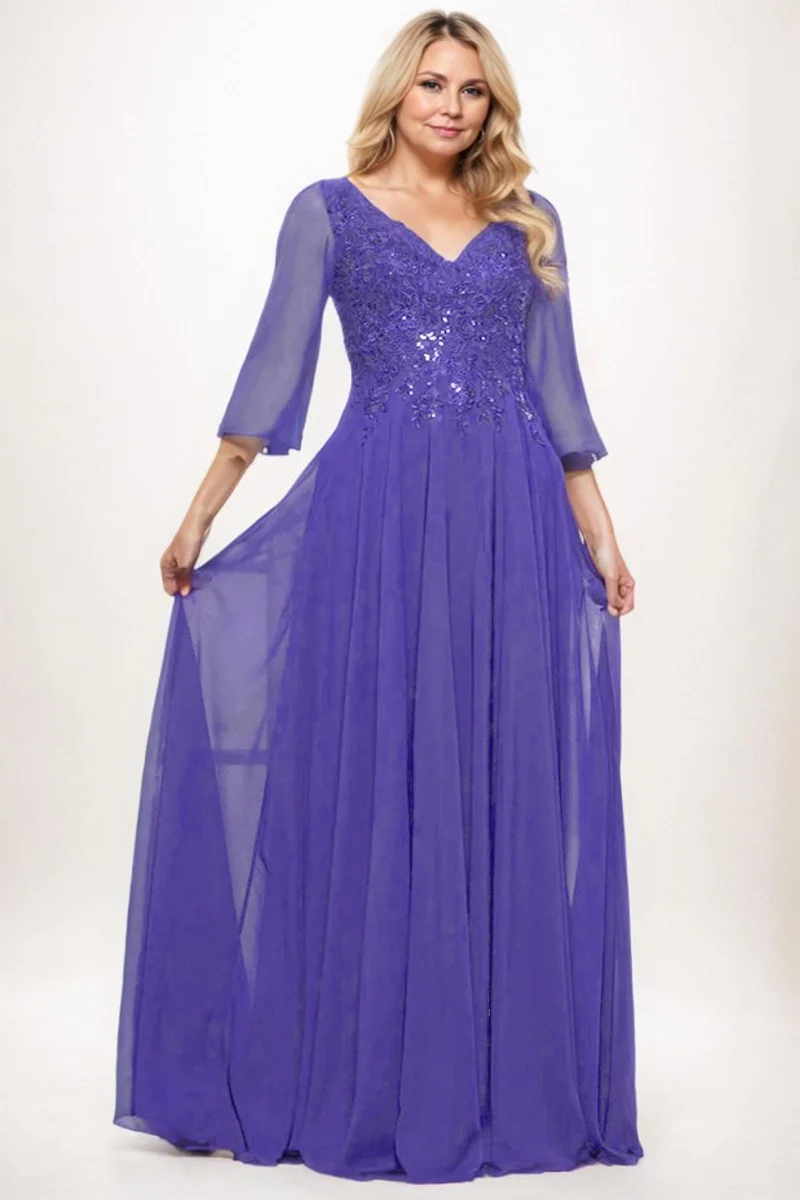 A-Line Maxi Chiffon Mother Dress CM0254