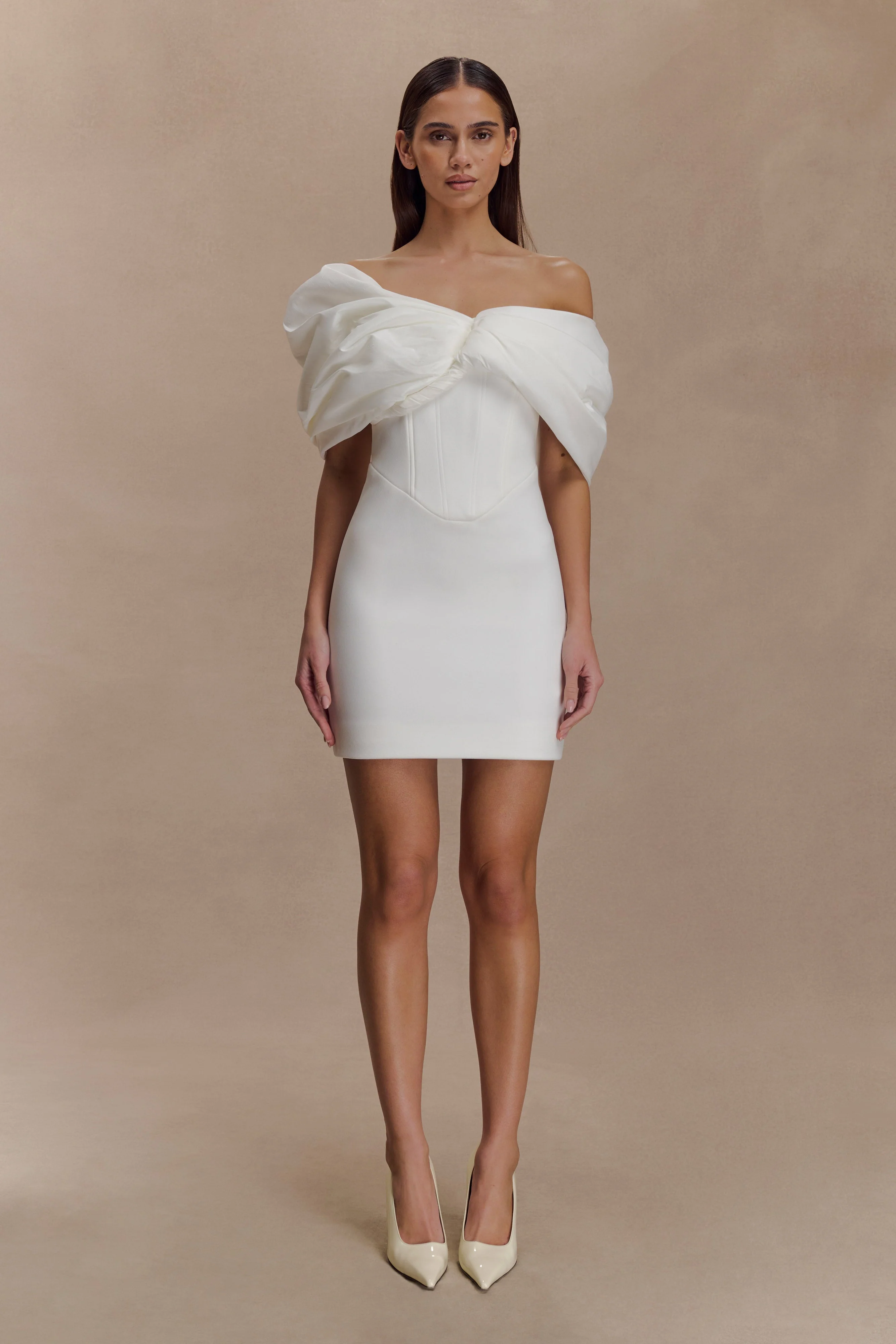 Aphrodite-Off-Shoulder-Crepe-Mini-Dress-Ivory