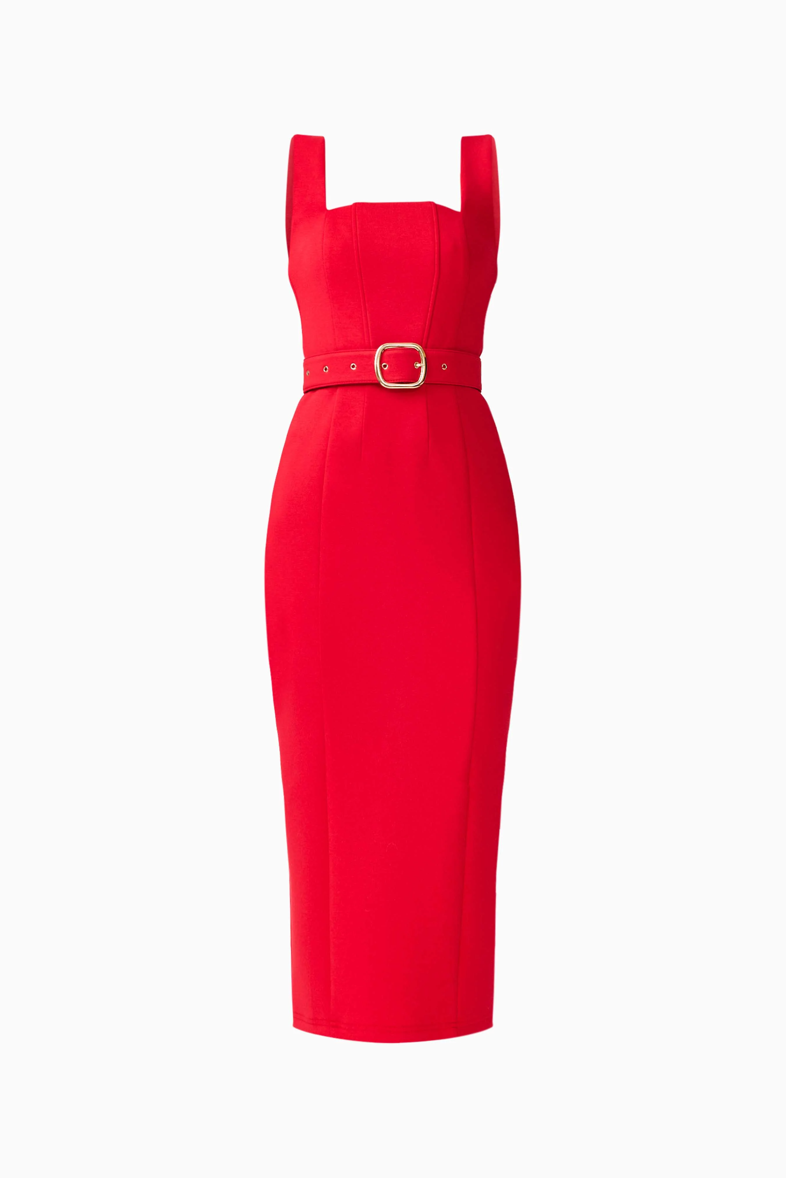 CURAAE Aris Midi Dress in Red