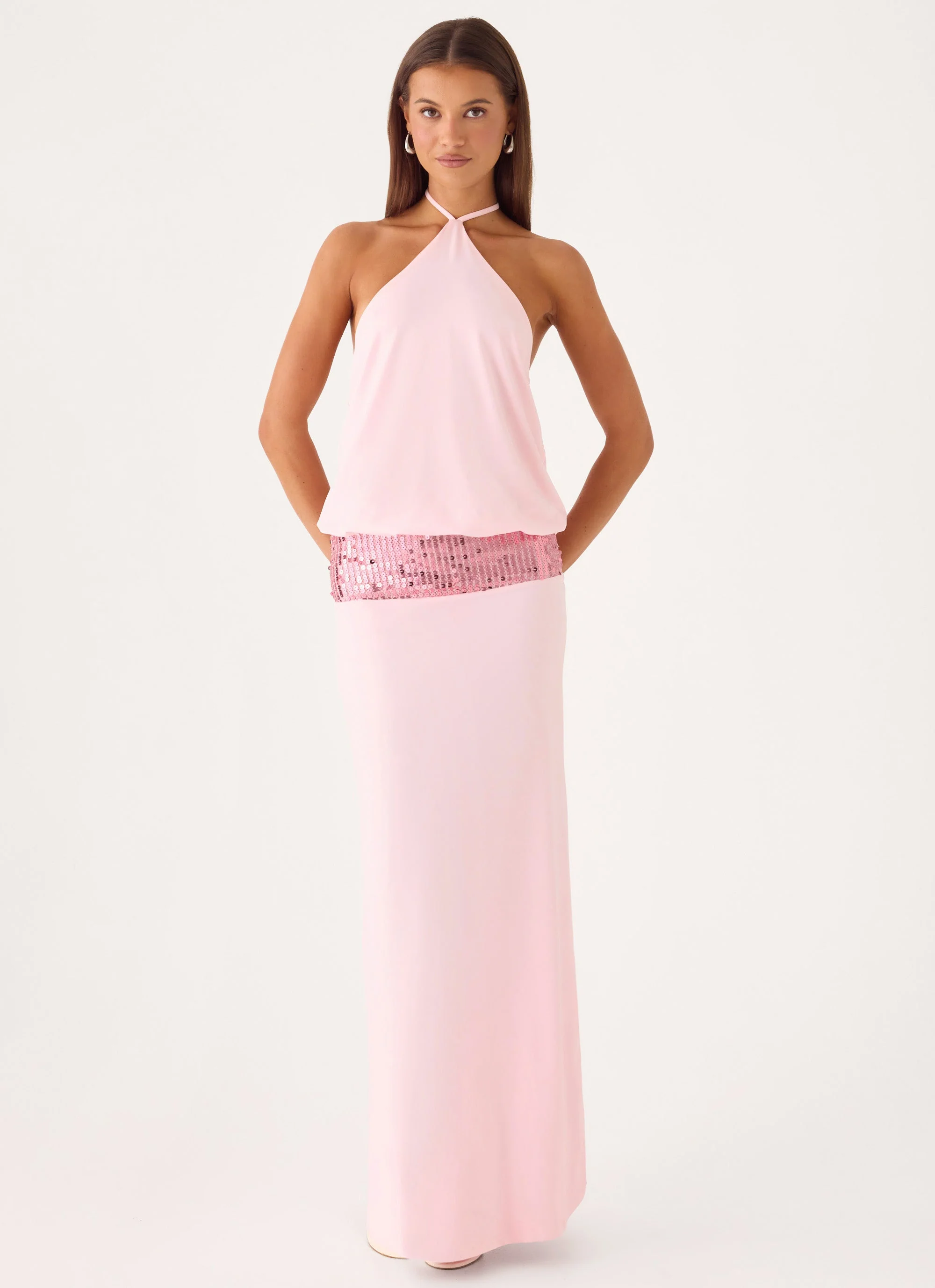 Marcie Halter Maxi Dress - Pink - luluinthesky