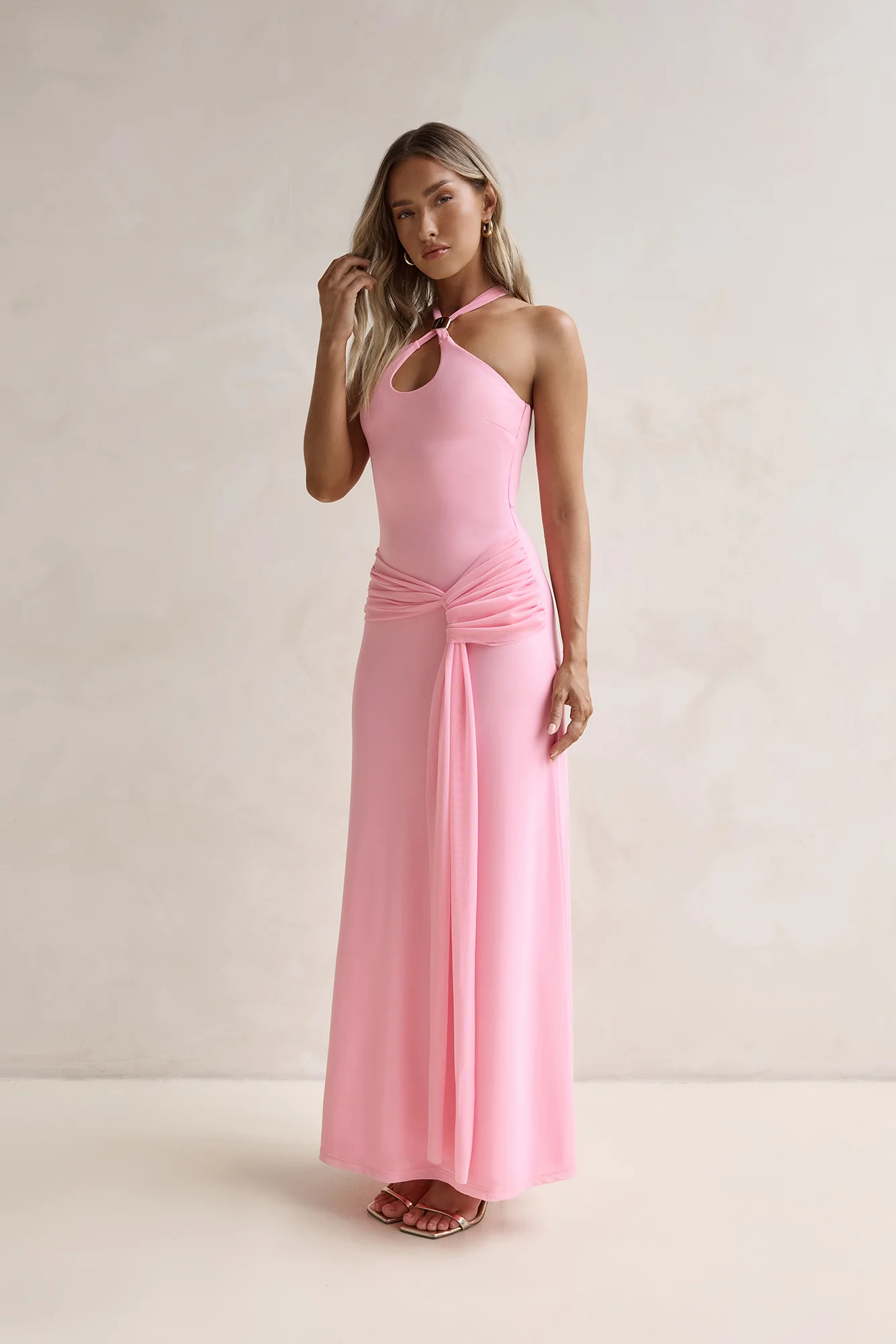 Lost In Dreams Mesh Maxi Dress Pink