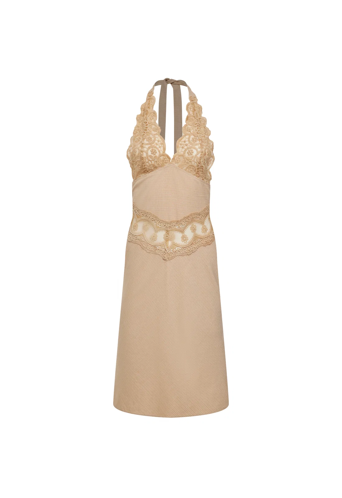 Solana Midi Dress - Beige Plaid