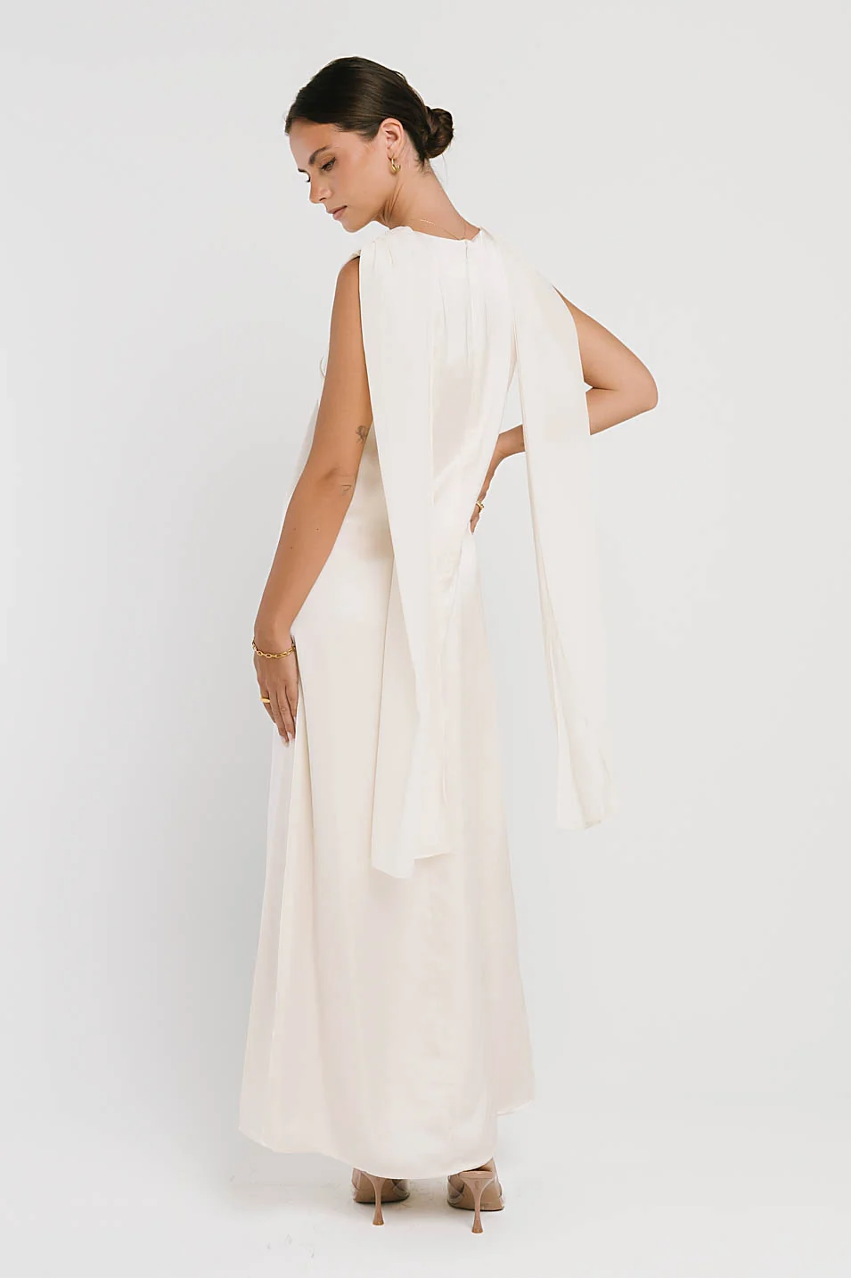Lauren Satin Maxi Dress in Ivory