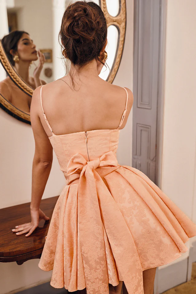 Rosalinda Pink Jacquard Bow Mini Skirt