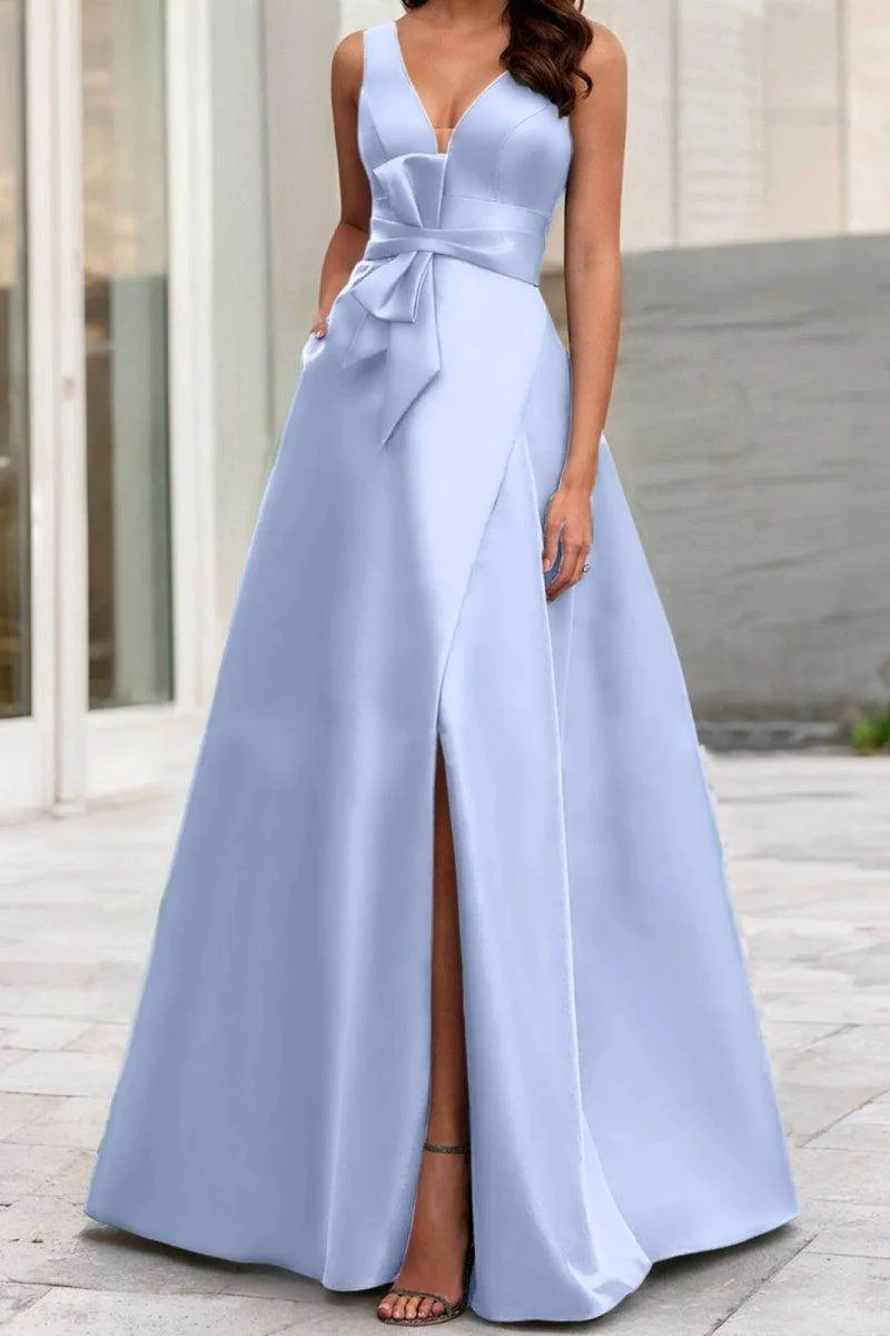 A Line V Neck Sleeveless Mother Of The Bride Dresses CM0341