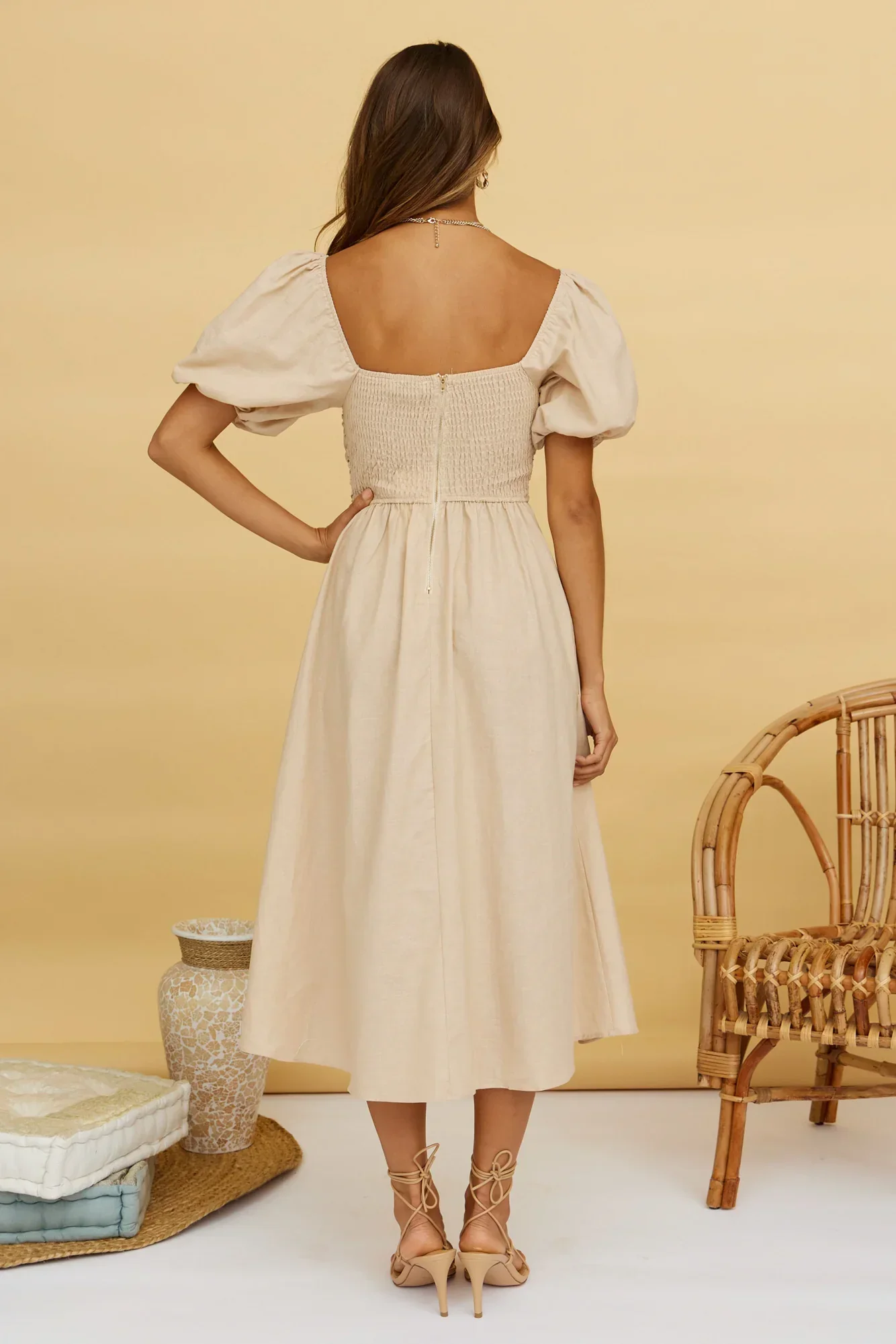 Delfino Maxi Dress Tan