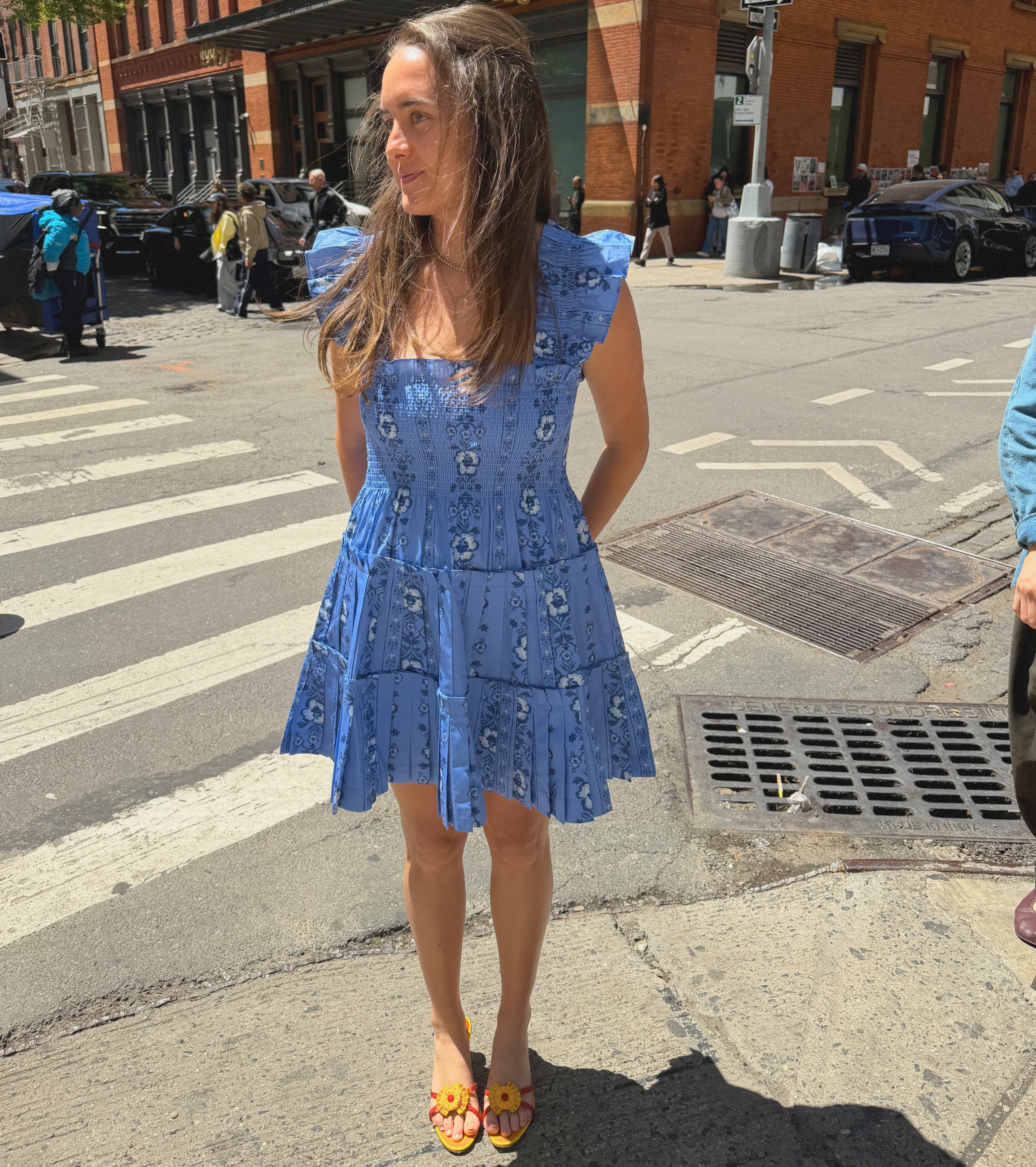 The Charlotte Nap Dress - Blue Arcadia Border