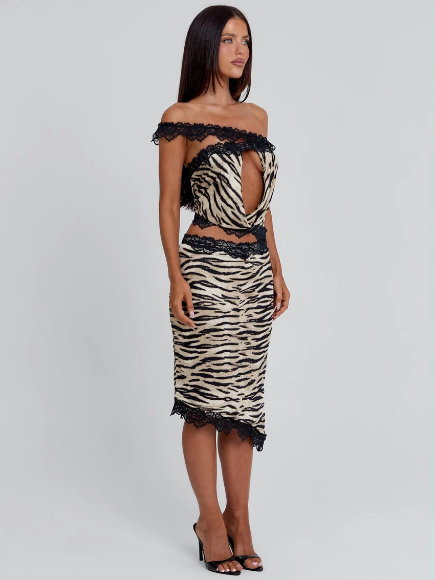 Melanie Midi Dress Zebra - luluinthesky