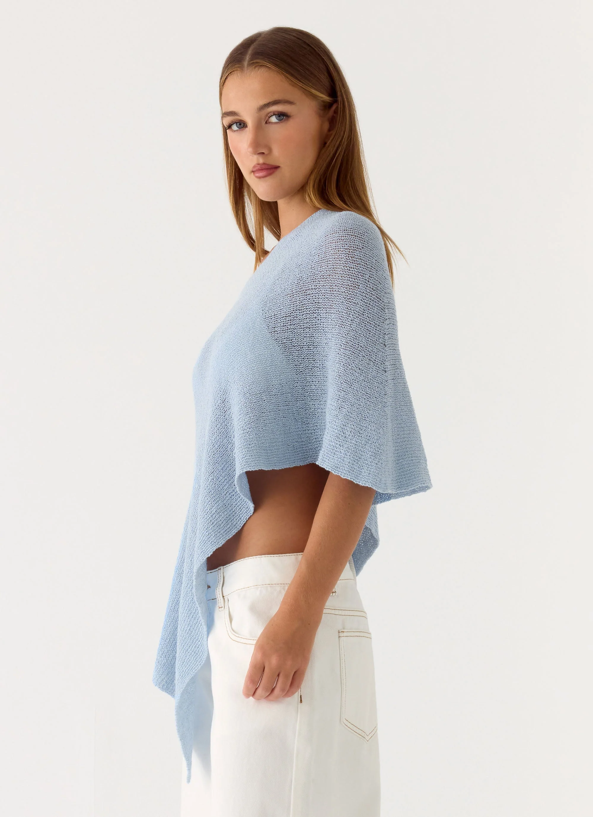 Yas Knit Cape - Blue - luluinthesky