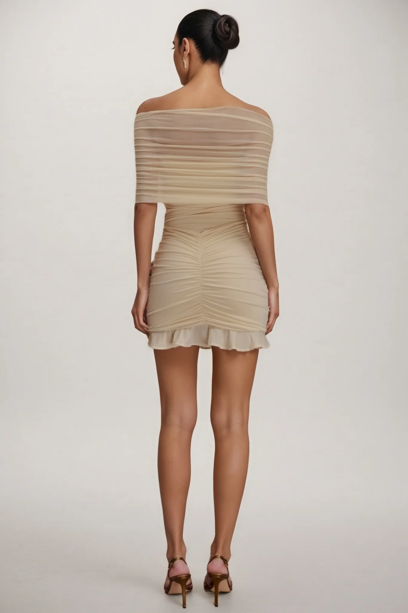 Briadk Slinky Mesh Off Shoulder Mini Dress