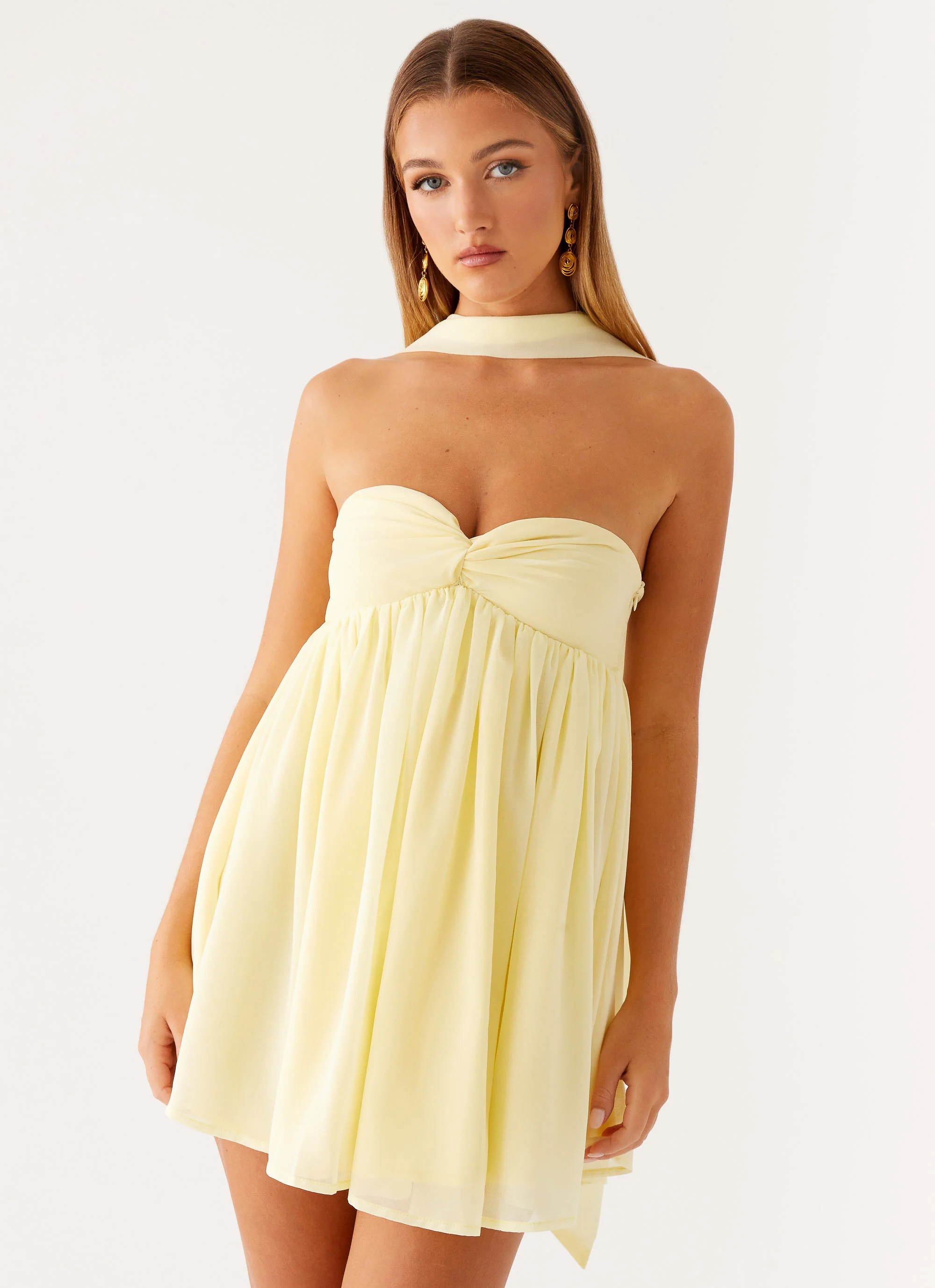 Saturn Mini Dress - Yellow - luluinthesky